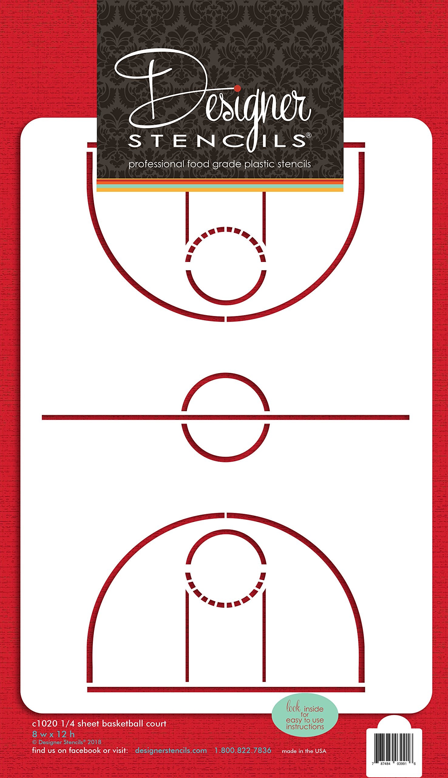 Basketball Court 1/4 Sheet Cake Stencil C1020 By Designer Stencils