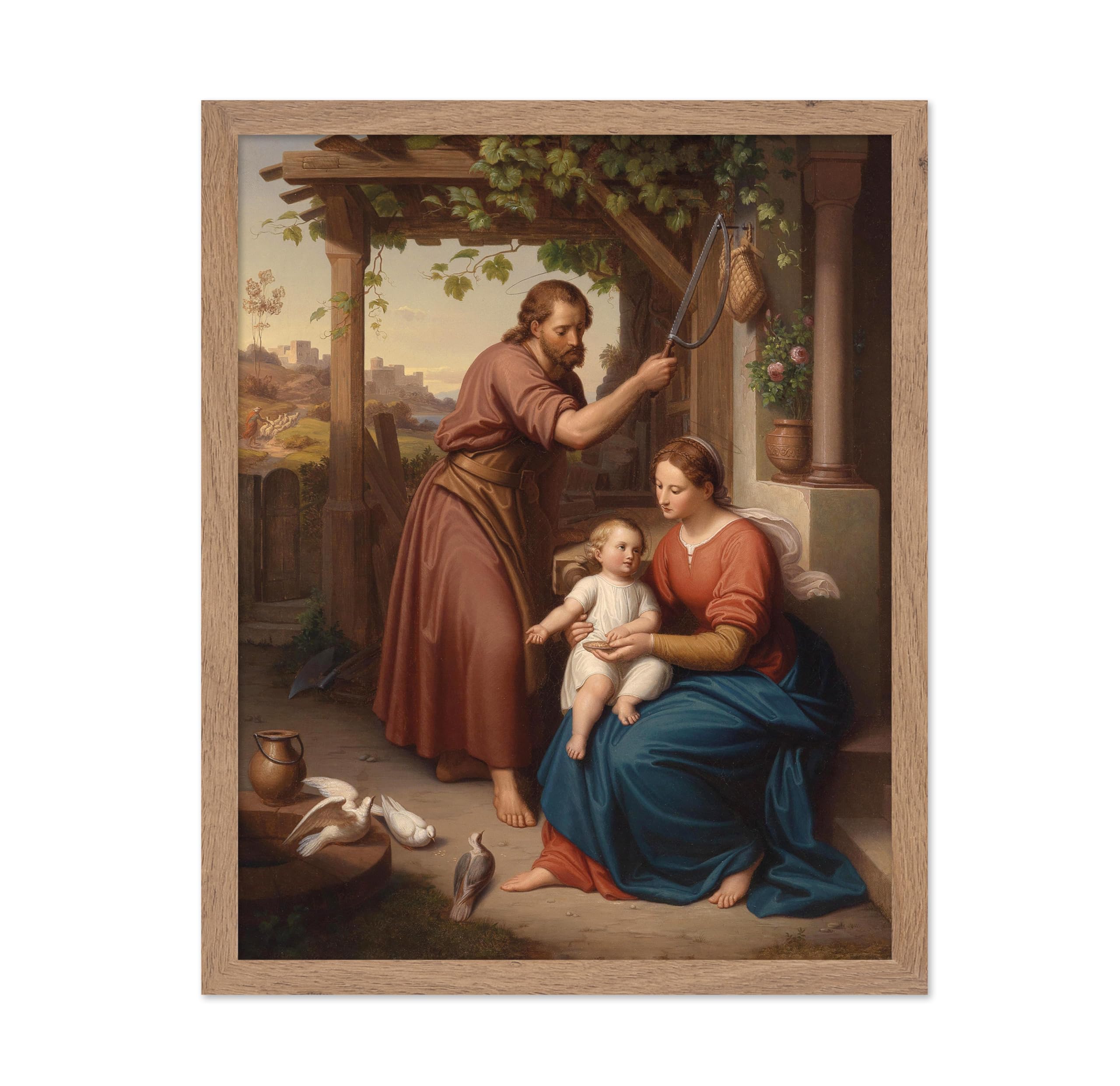 Poster Master Vintage Illustration Poster - Retro Christian Print - Gift for Religious, Friend - Frank, Mary, Joseph, Infant Jes