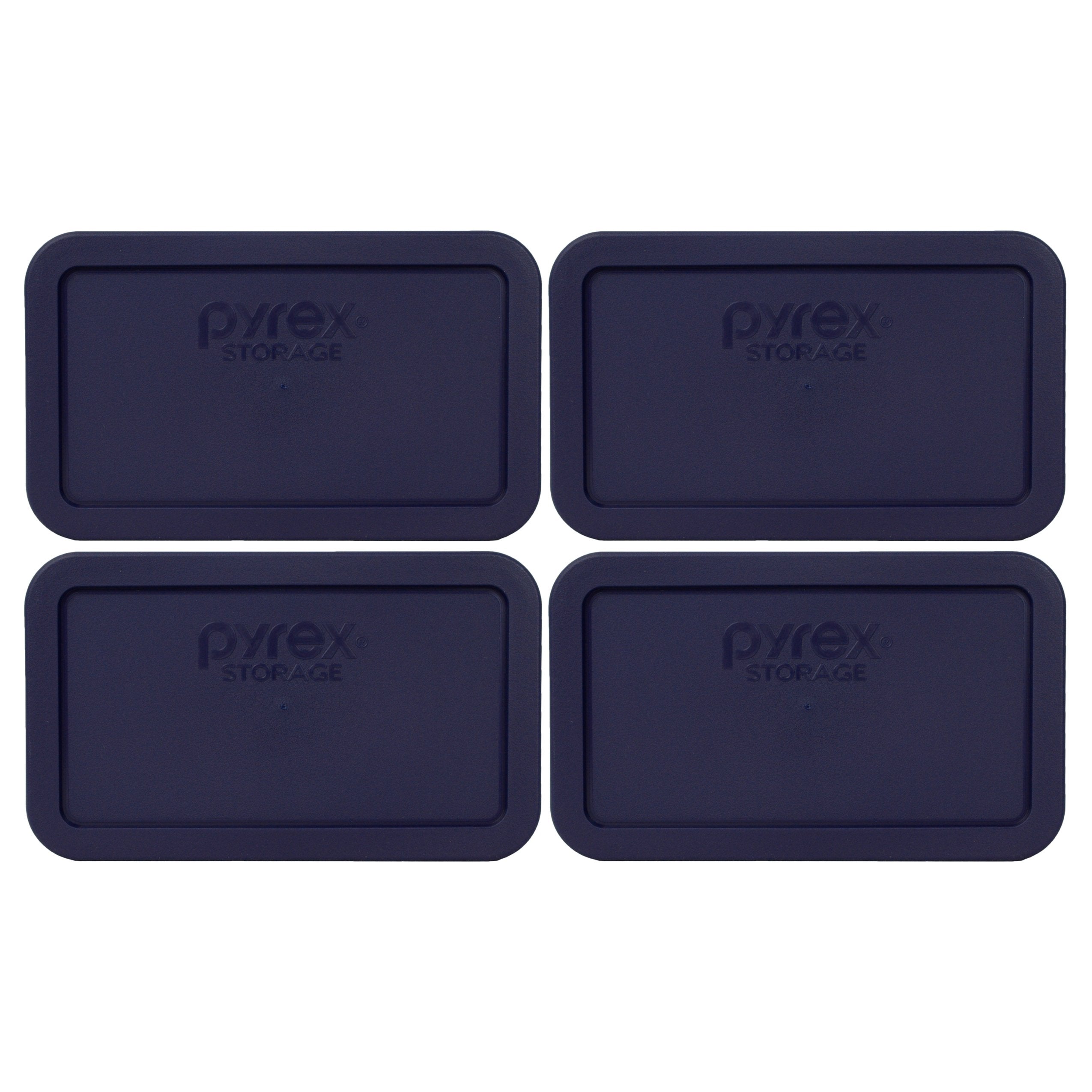 Pyrex Bundle - 4 Items: 7214-Pc 4.8-Cup Dark Blue Rectangle Plastic Food Storage Lids Made In The Usa