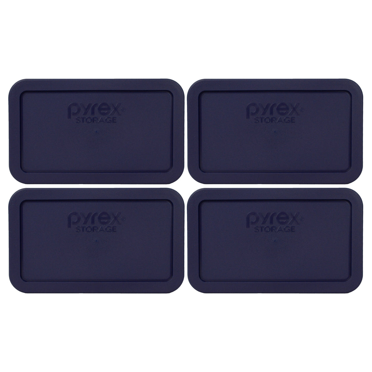 Pyrex Bundle - 4 Items: 7214-Pc 4.8-Cup Dark Blue Rectangle Plastic Food Storage Lids Made In The Usa