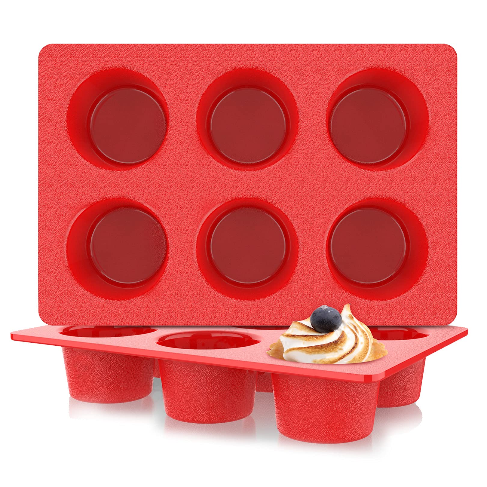 Jumbo Muffin Pan Silicone, European Lfgb Cupcake Pan 6 Cups, Non-Stick Deep Cupcake Baking Pan, Silicone Large Muffin Molds, Muf