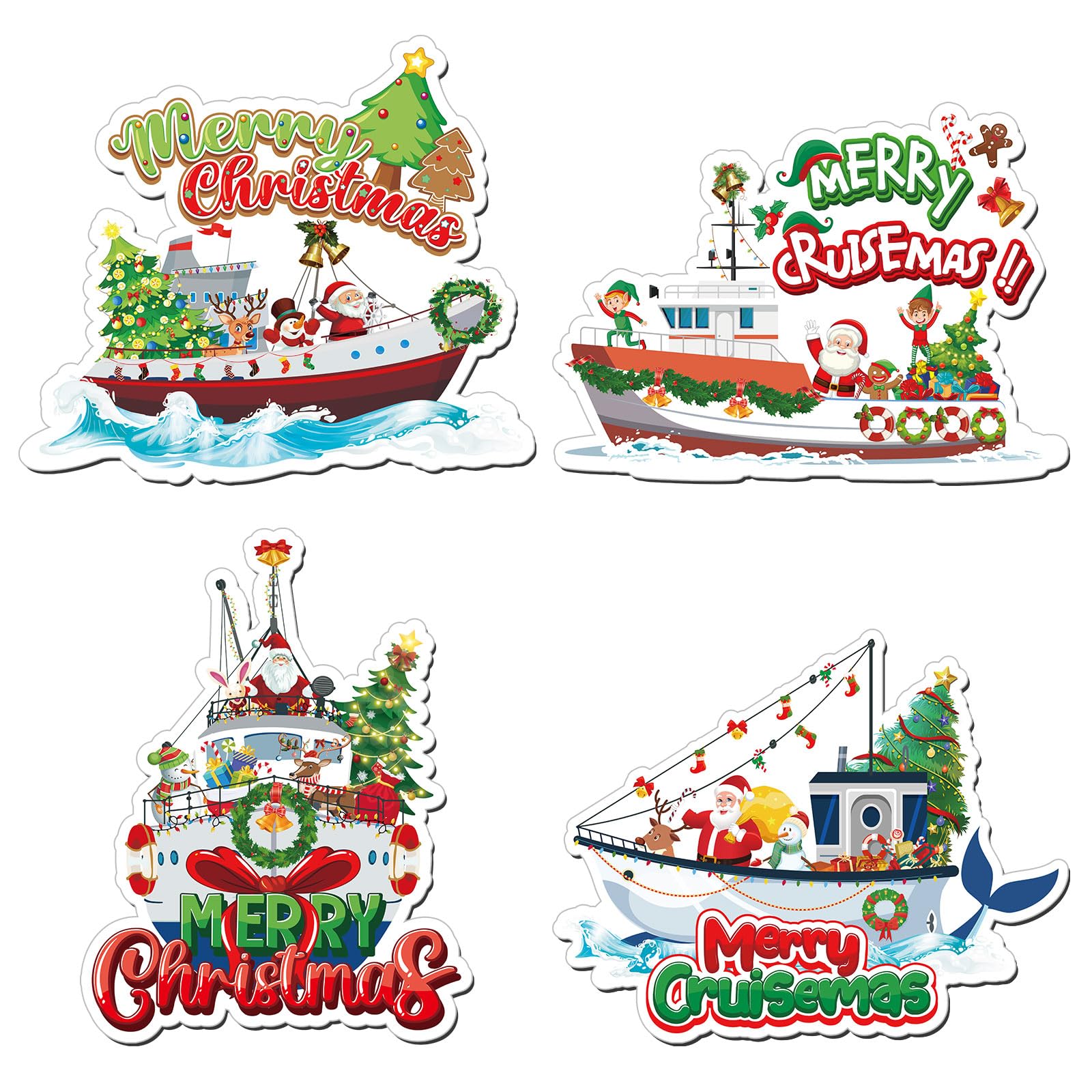 Kanayu 4 Pcs Christmas Cruise Door Magnets Decorations Magnetic Merry Christmas Cabin Ship Magnet Decor Xmas Cruise Magnets for 