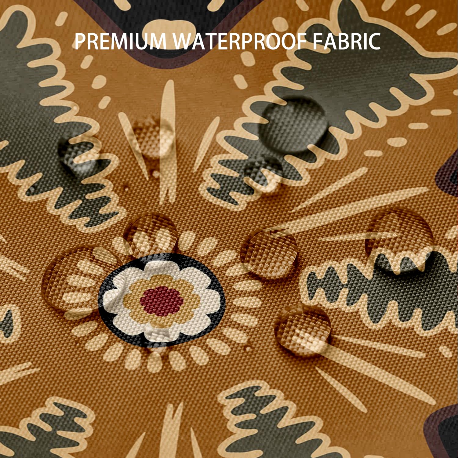 Bivinar Black Boho Floral Shower Curtain, Bohemian Mandala Flower Bathroom Shower Curtain, Fabric Waterproof Shower Curtain With