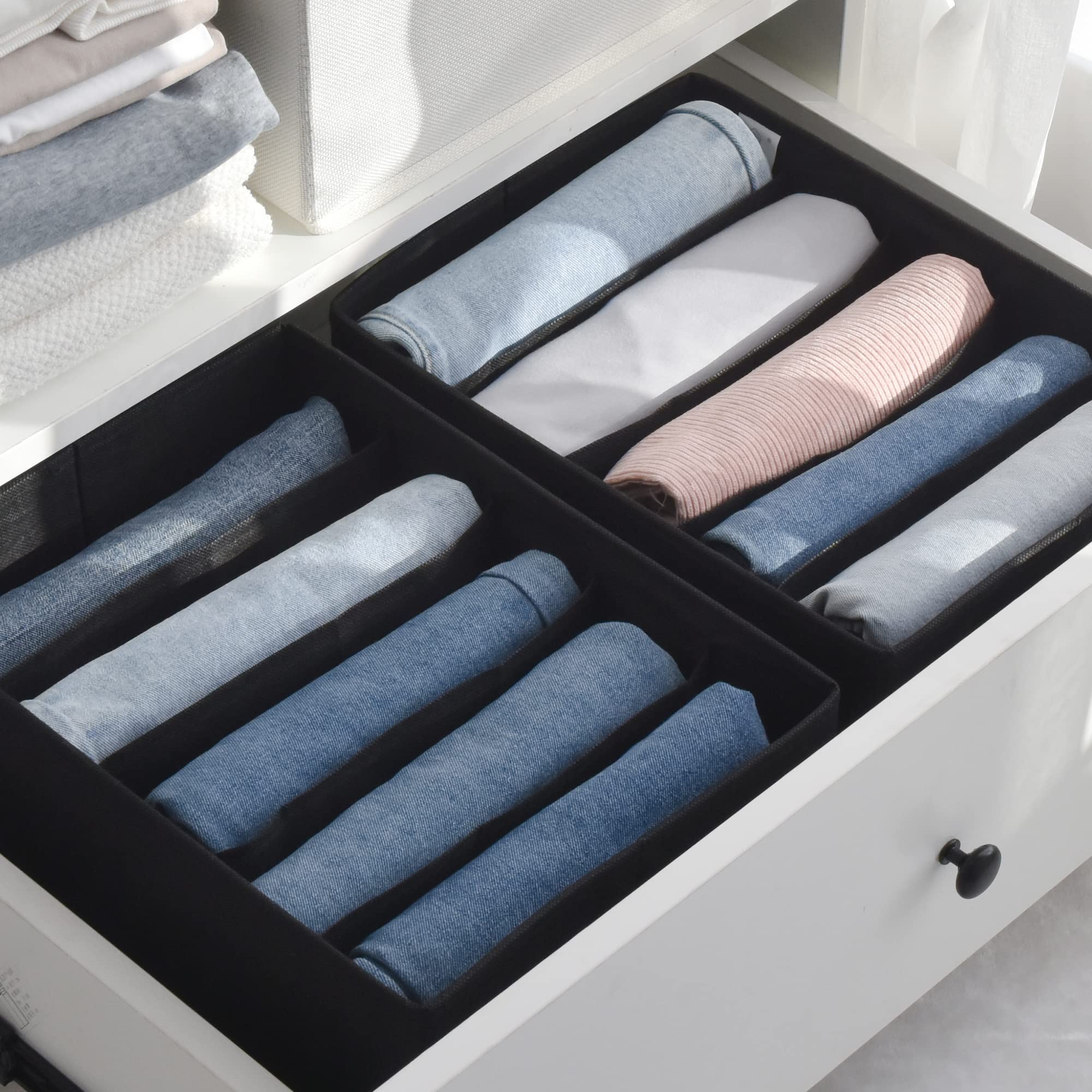 GRANNY SAYS Wardrobe Clothes Organizer, Drawer Organizer Clothes, Black Clothe Storage Bins, 5 Grids Divider Organizers, Storage