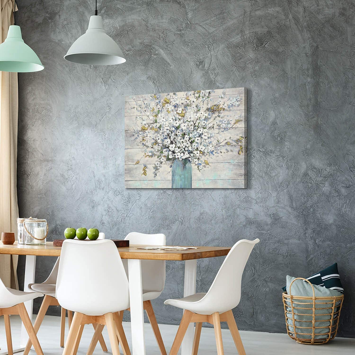 Sd Soft Dance Abstract Flower Canvas Wall Art - Floral Bouquet In Vase Painting Hand Painted Artwork For Living Room (36'' X 24'
