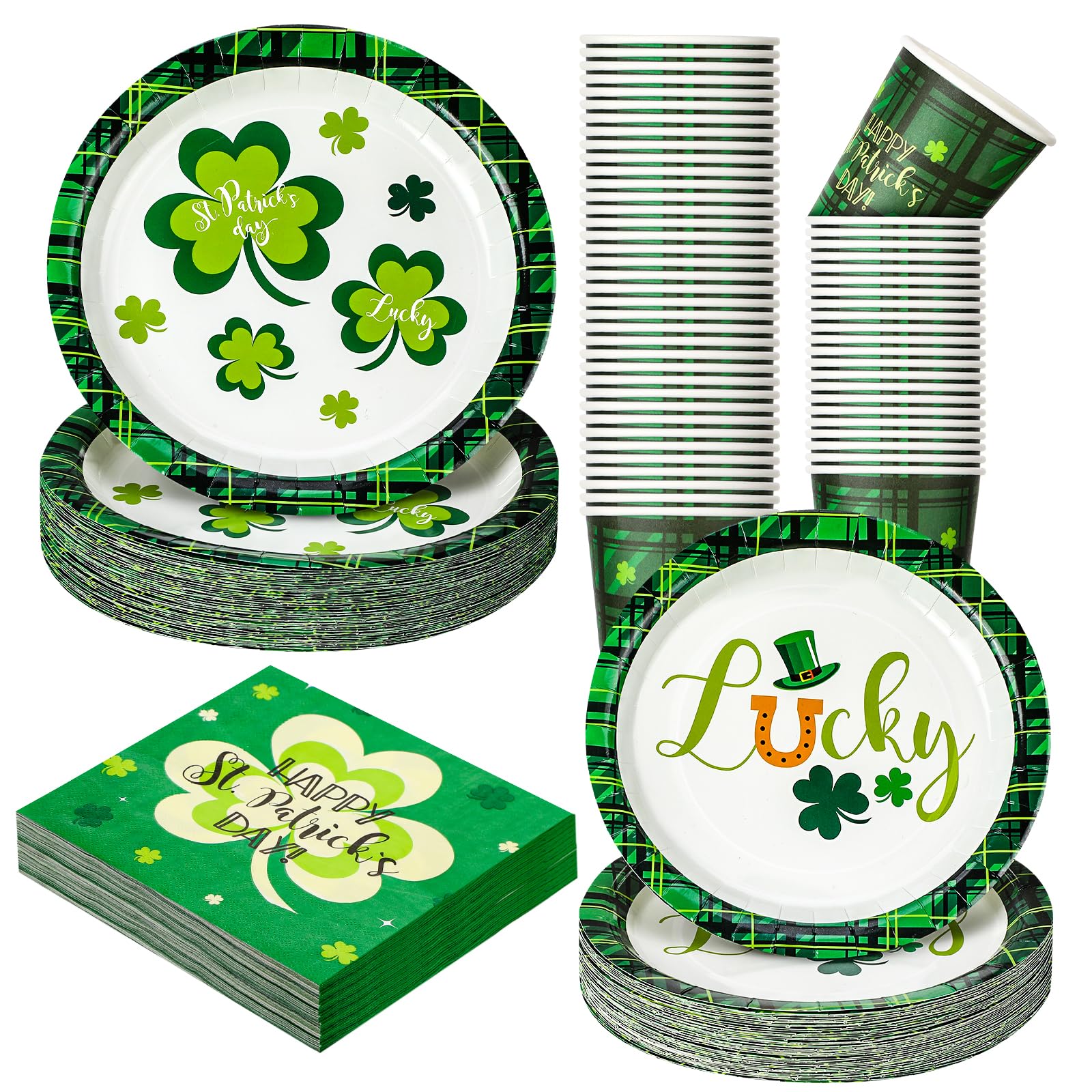 Hushee 200 Pcs Valentine'S Day Party Supplies Serves 50 Disposable Tableware Set 7''/ 9'' Paper Dessert Plates Napkins Paper Cup