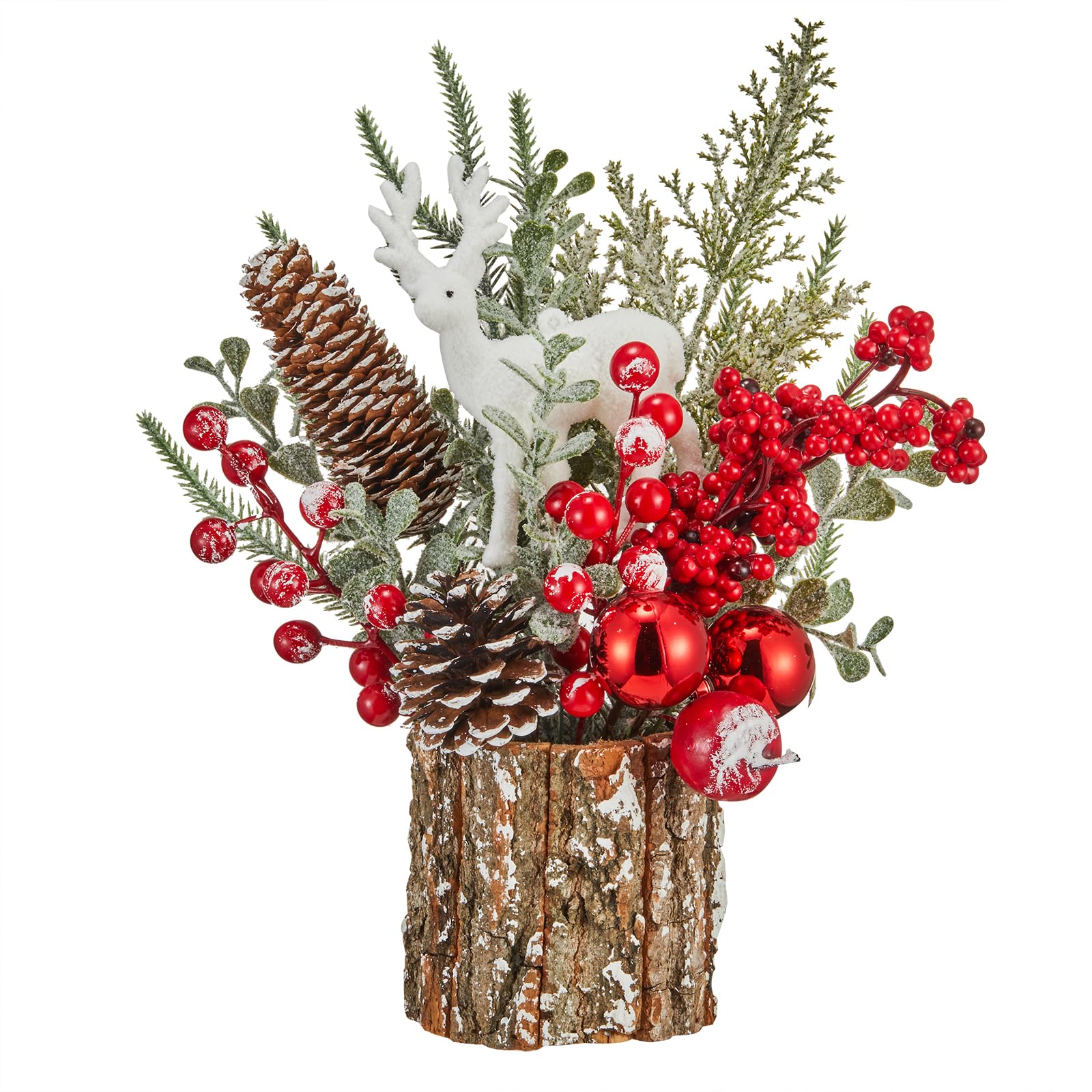 MYELLU Xmas Decor Small Christmas Tree with Lights - Artificial Tabletop Lighted Mini Christmas Tree with Christmas Ornaments Gn