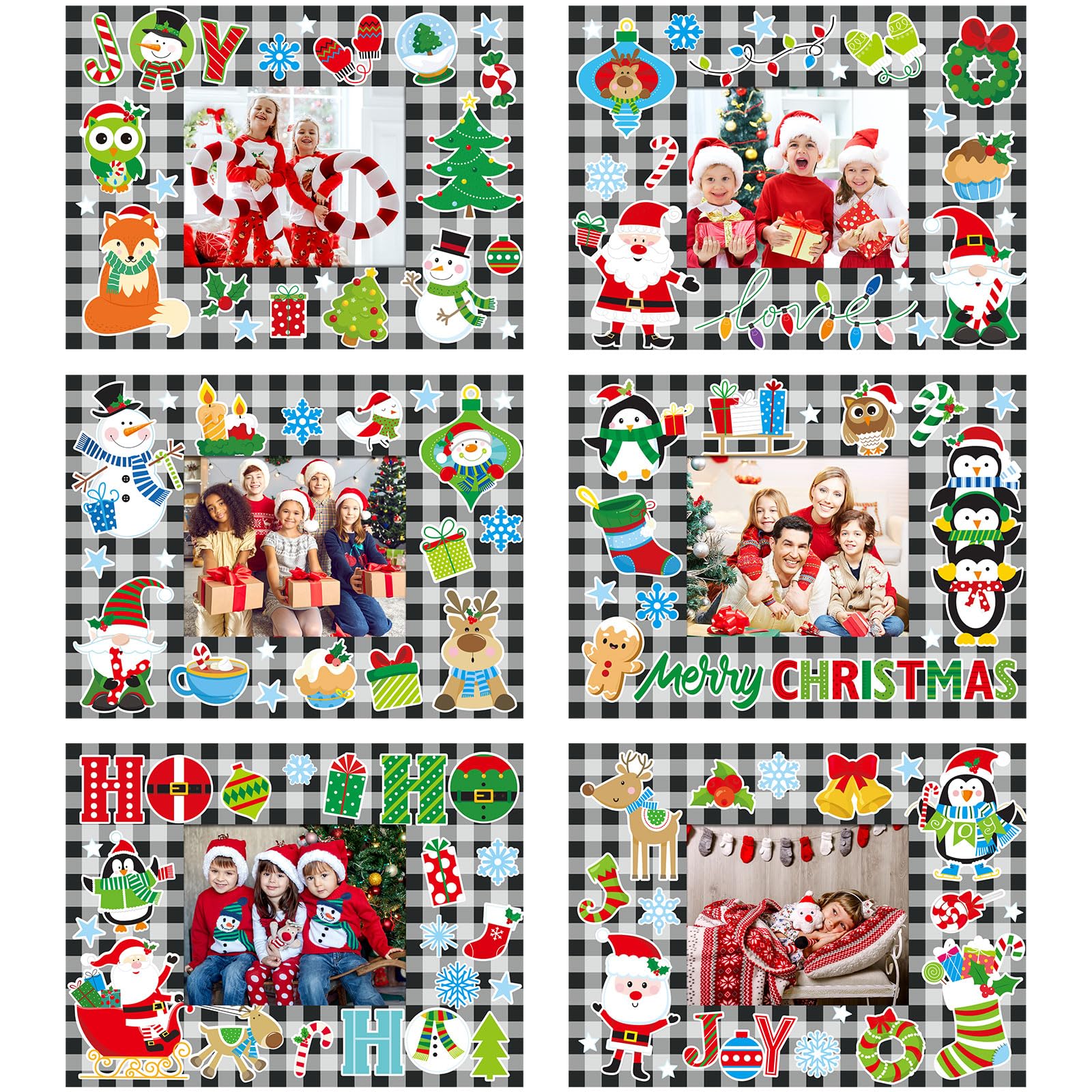 24 Packs Christmas Photo Frame Xmas Craft DIY Picture Frame Ornaments with Stickers Christmas Photo Frame Cards Game DIY Xmas Gi