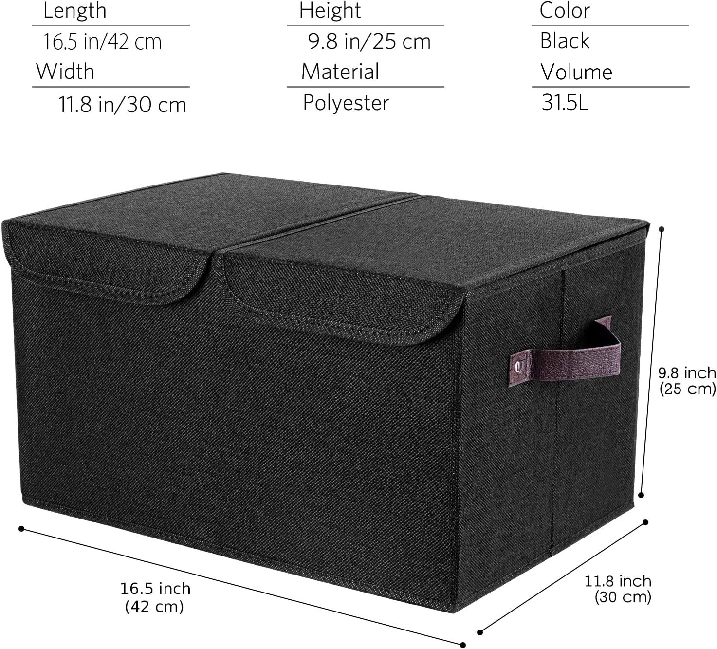 Senbowe Larger Storage Cubes [4-Pack] 33 Quart Linen Fabric Foldable Collapsible Storage Cube Bin Organizer Basket With Lid, Han