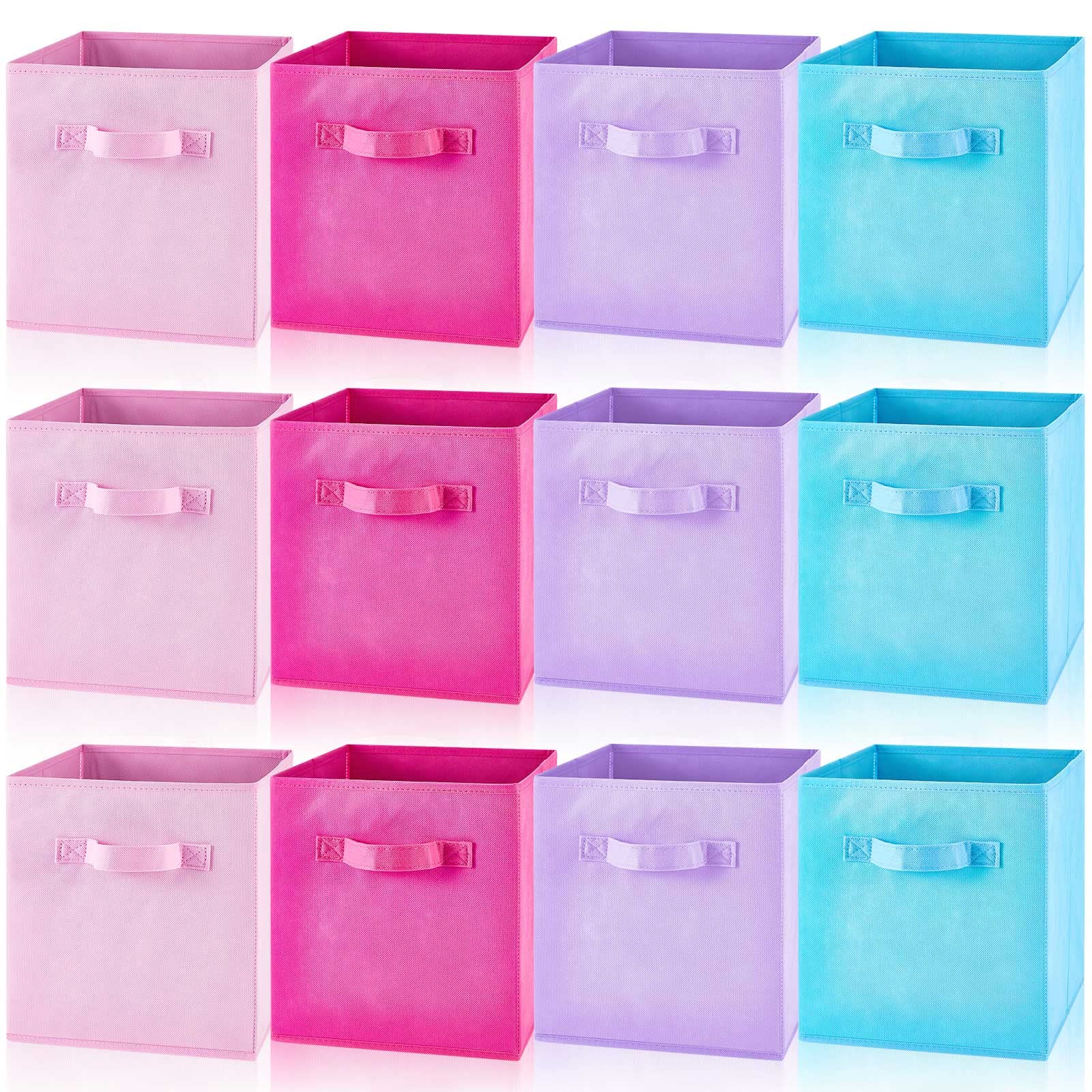 Yinder 12 Pcs Cube Storage Bin 11'' Fabric Storage Cubes Colorful Bins For Cube Storage Foldable Cube Storage For Classroom Orga
