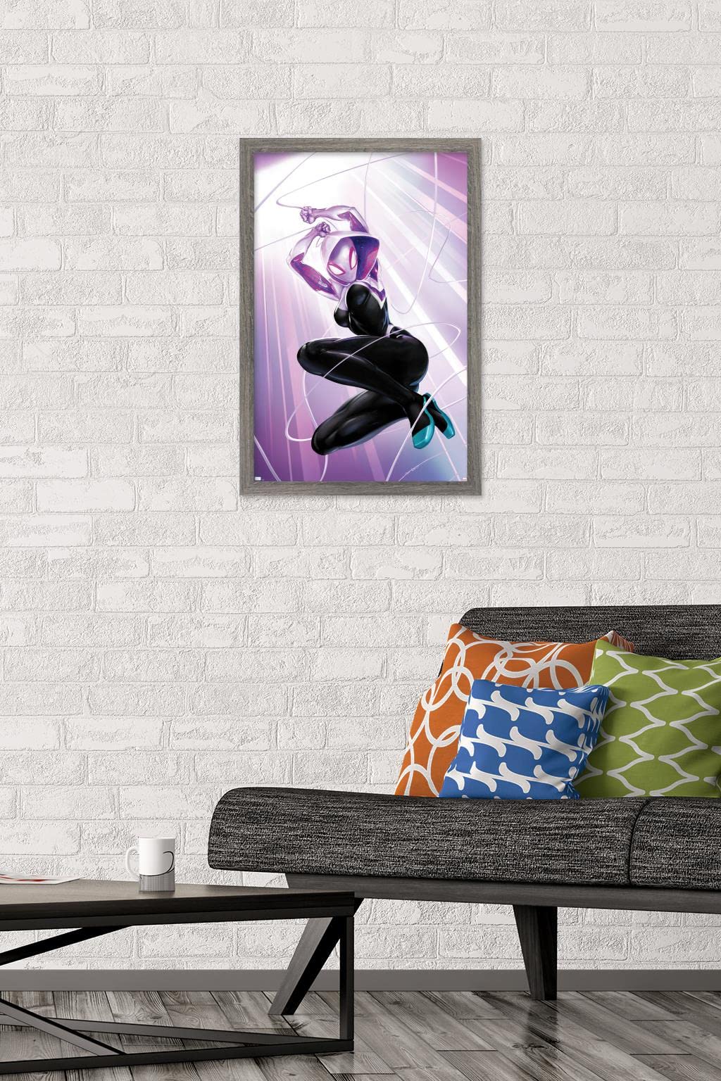 Trends International Marvel Comics - Ghost Spider - Ghost Spider #1 Wall Poster, 14.72'' X 22.37'', Barnwood Framed Version