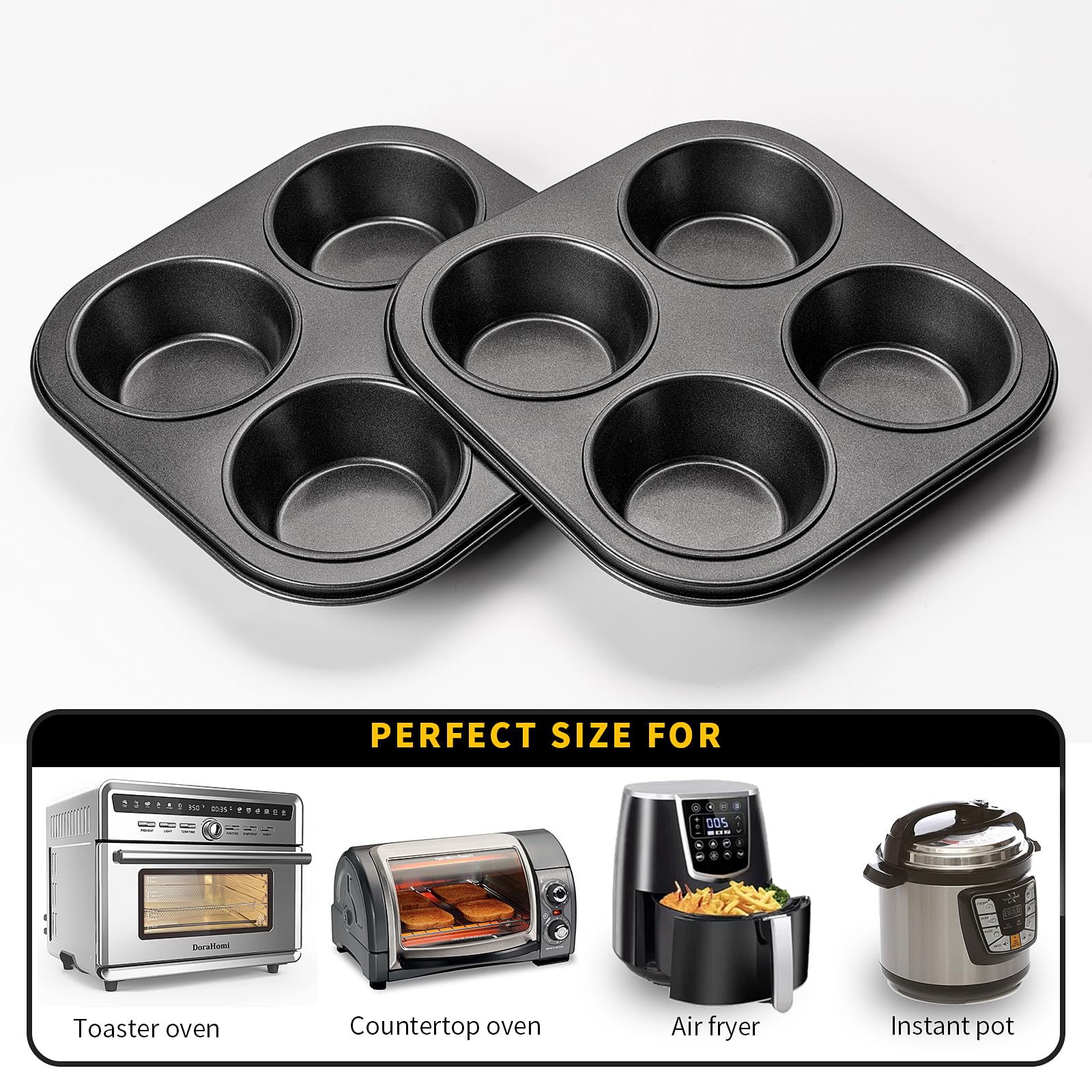 Yomvzake Air Fryer Muffin Pan, 2 Pack Cupcake Molds For Air Fryer Toaster Oven, Nonstick Cupcake Baking Pan For Counter Top Oven