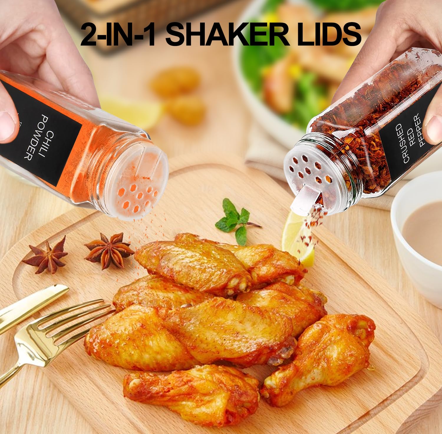 Aisiprin 24 Pcs Glass Spice Jars With 398 Labels, 4Oz Empty Square Spice Containers Seasoning Bottles - Shaker Lids, Funnel, Bru