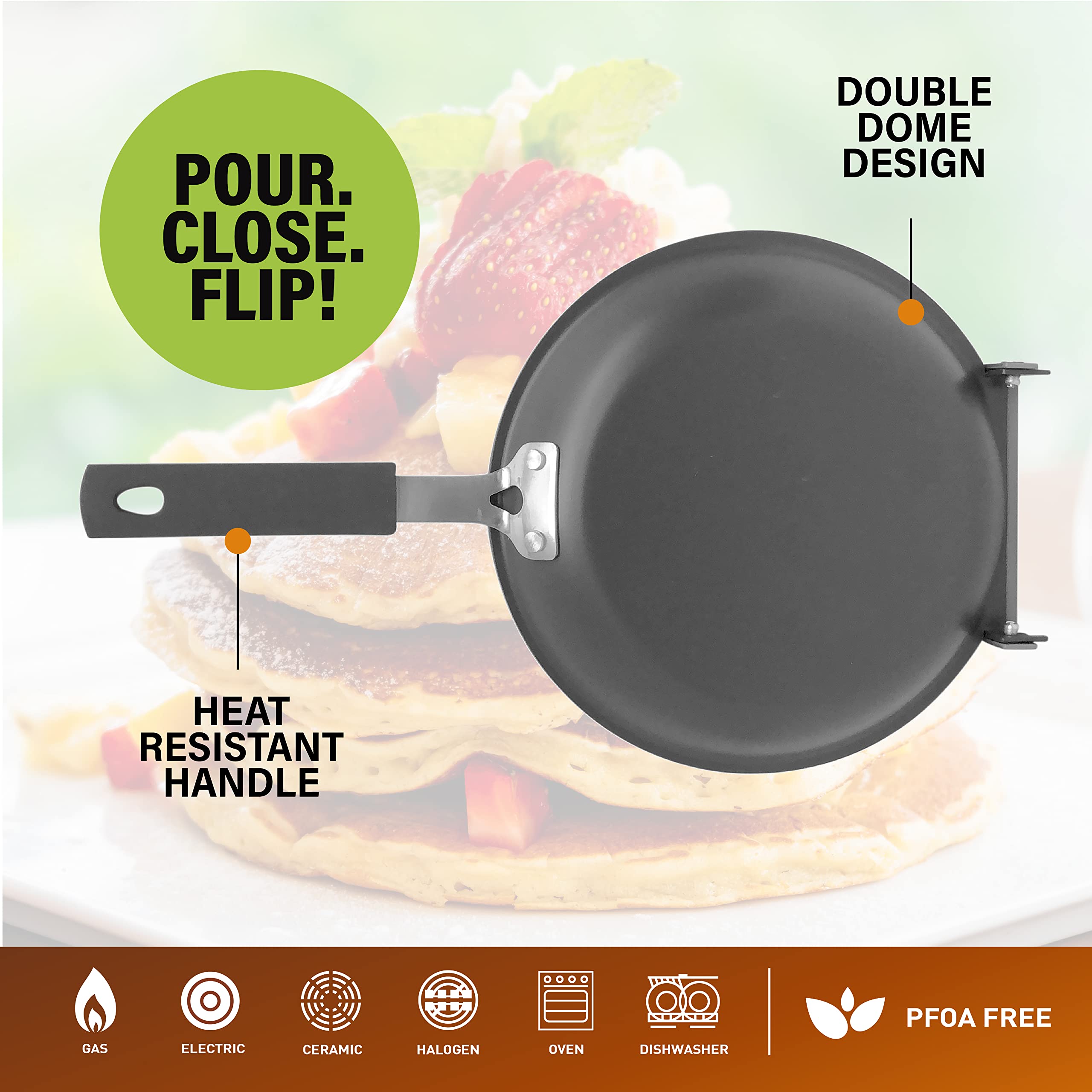 Gotham Steel Double Sided Pan, The Perfect Pancake Maker - Nonstick Copper Easy To Flip Pan, Frying Pan For Fluffy Pancakes, Ome