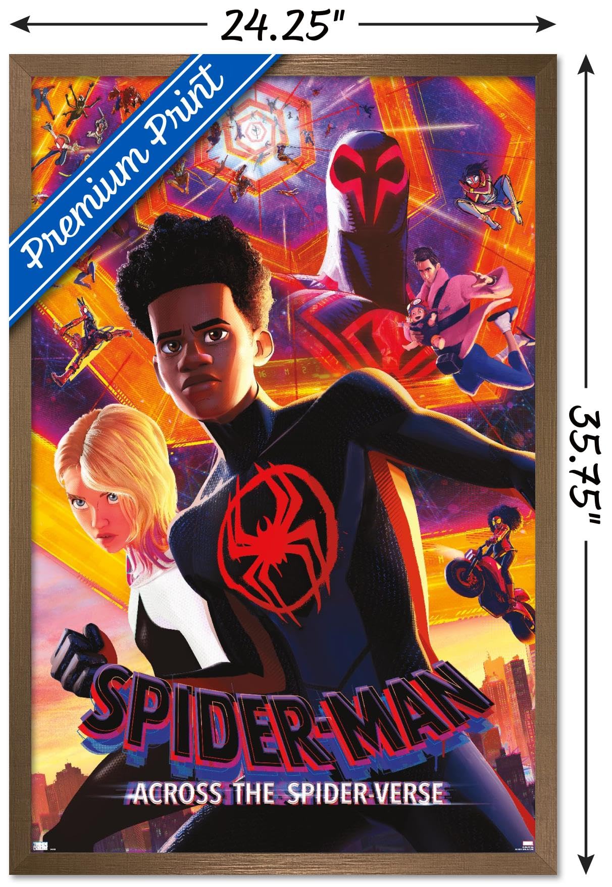 Trends International Marvel Spider-Man: Across The Spider-Verse - Group One Sheet Wall Poster, 22.37'' X 34.00'', Bronze Framed