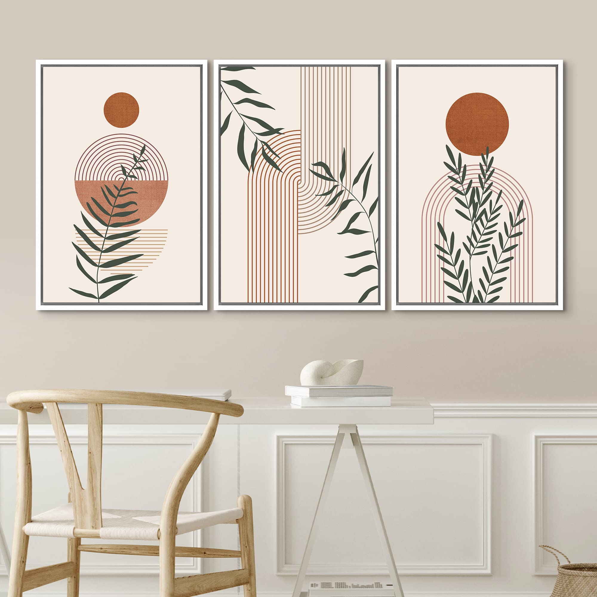 Idea4Wall Framed Canvas Print Wall Art Set Geometric Forest Plant Polygon Landscape Abstract Nature Illustrations Modern Art Nor