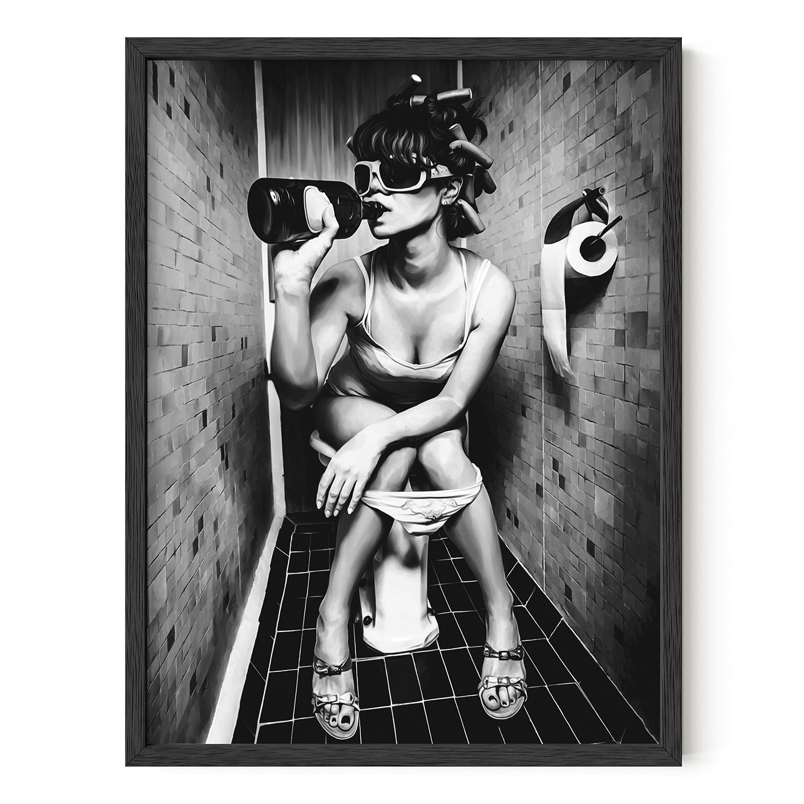 Haus And Hues Girl Bathroom Decor Wall Art - Bathroom Picture Wall Art, Black Art Wall Decor, Black And White Picture For Bathro