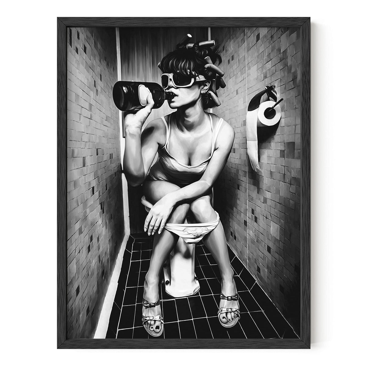 Haus And Hues Girl Bathroom Decor Wall Art - Bathroom Picture Wall Art, Black Art Wall Decor, Black And White Picture For Bathro