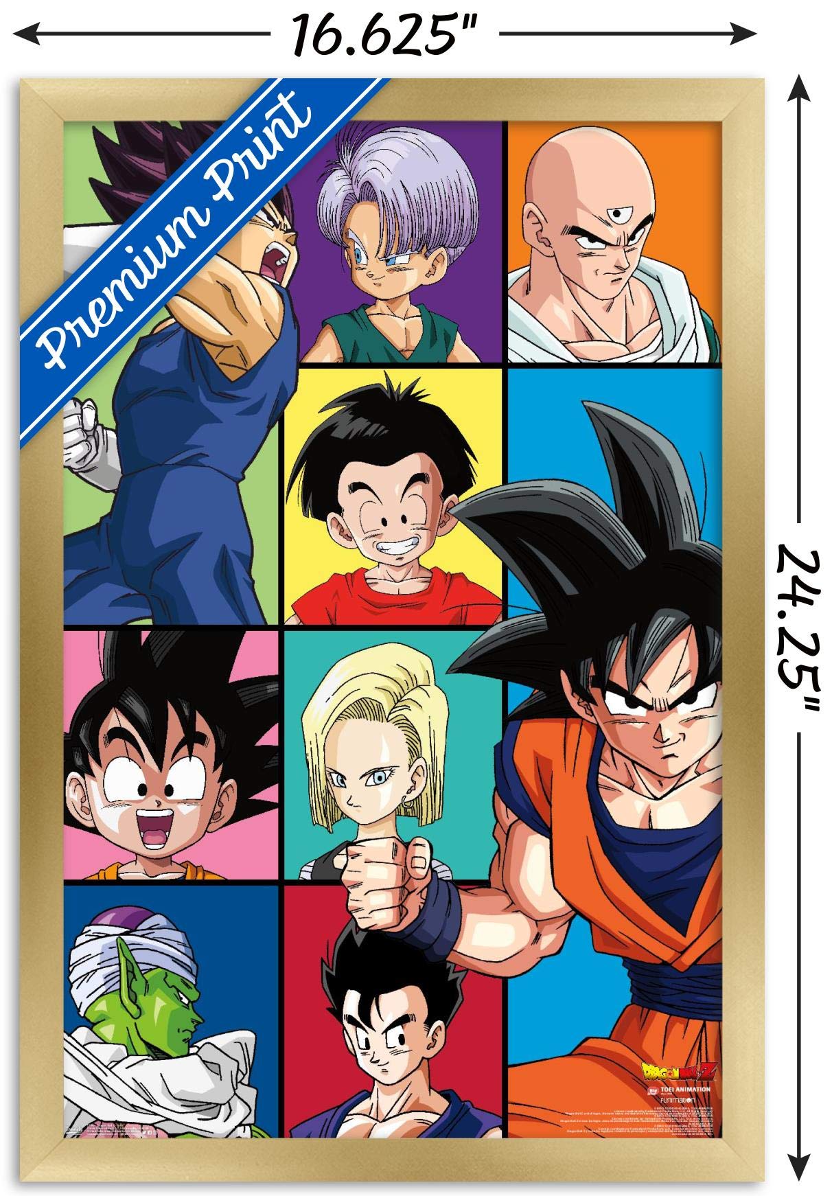 Trends International Dragon Ball Z - Grid Wall Poster, 14.725'' X 22.375'', Gold Framed Version