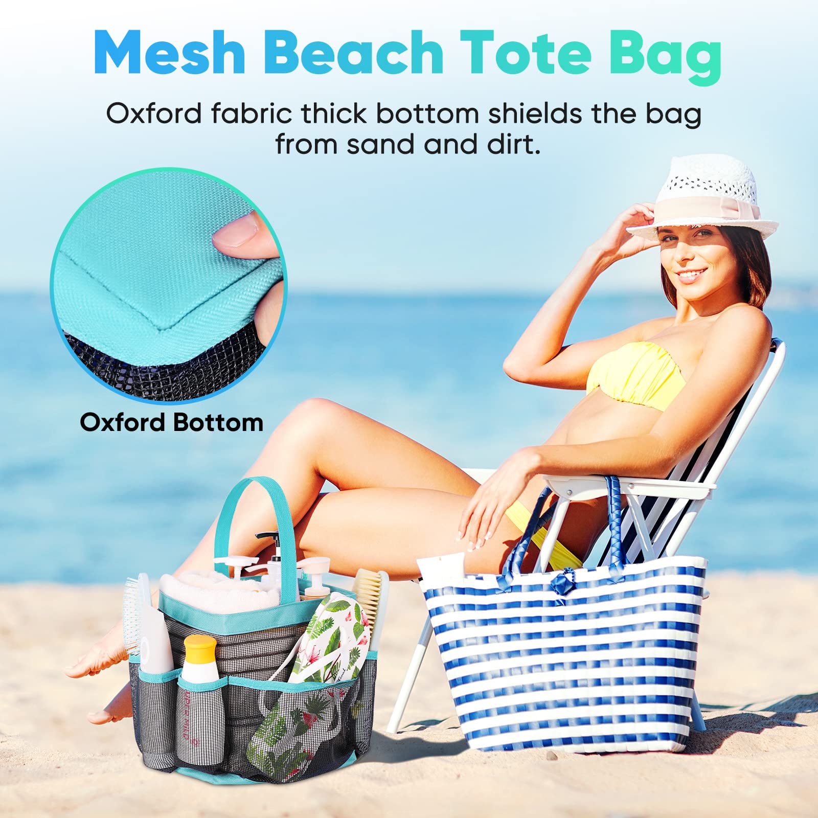 EUDELE Mesh Shower Caddy Portable for College Dorm Room Essentials with 8-Pocket Large Capacity Shower Bag for Beach Swimming Gym Travel essentials