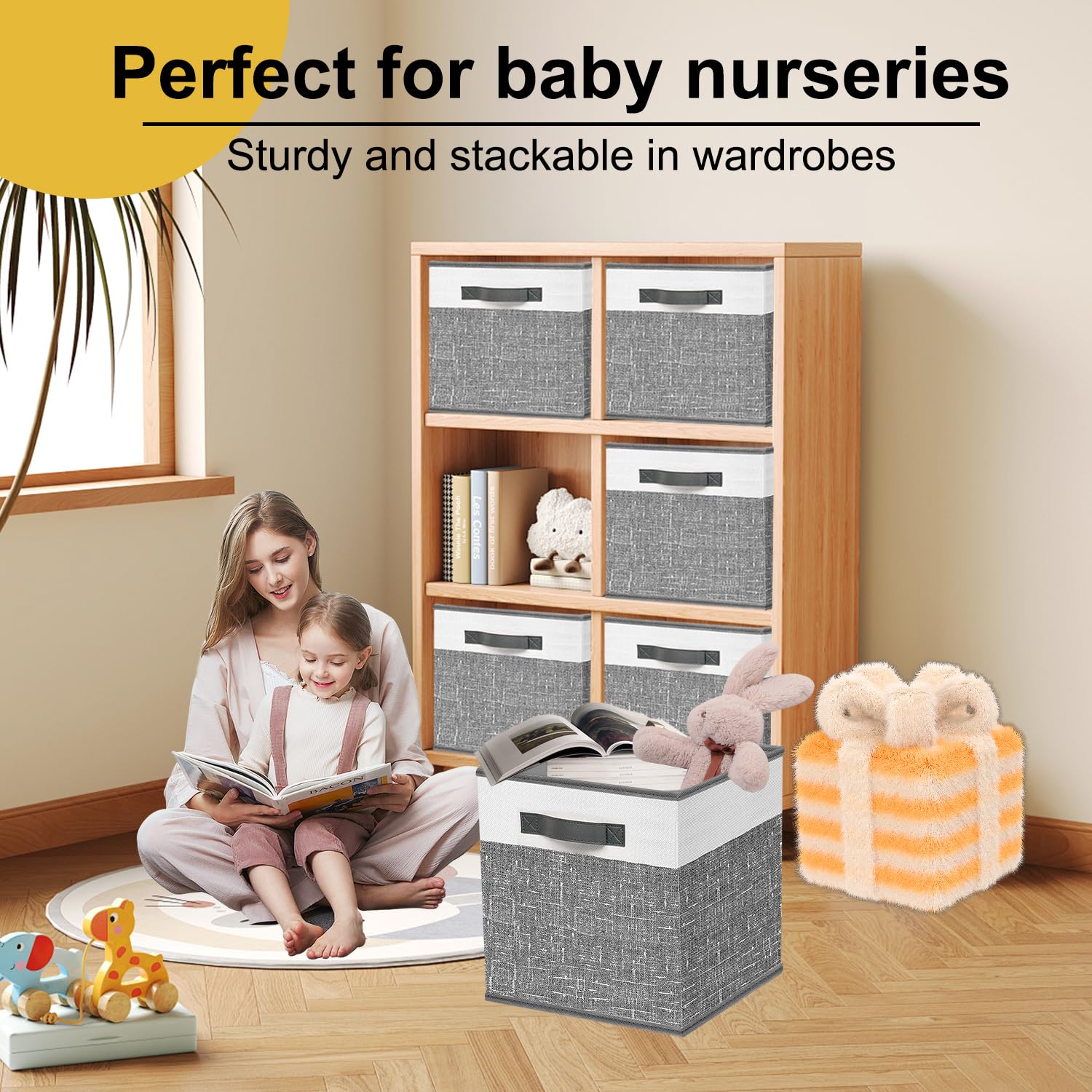 Homyfort 12X12 Cube Storage Bins - Fabric Organizers And Storage, Collapsible Storage Basket For Shelves, Closet, Nursery, Set O