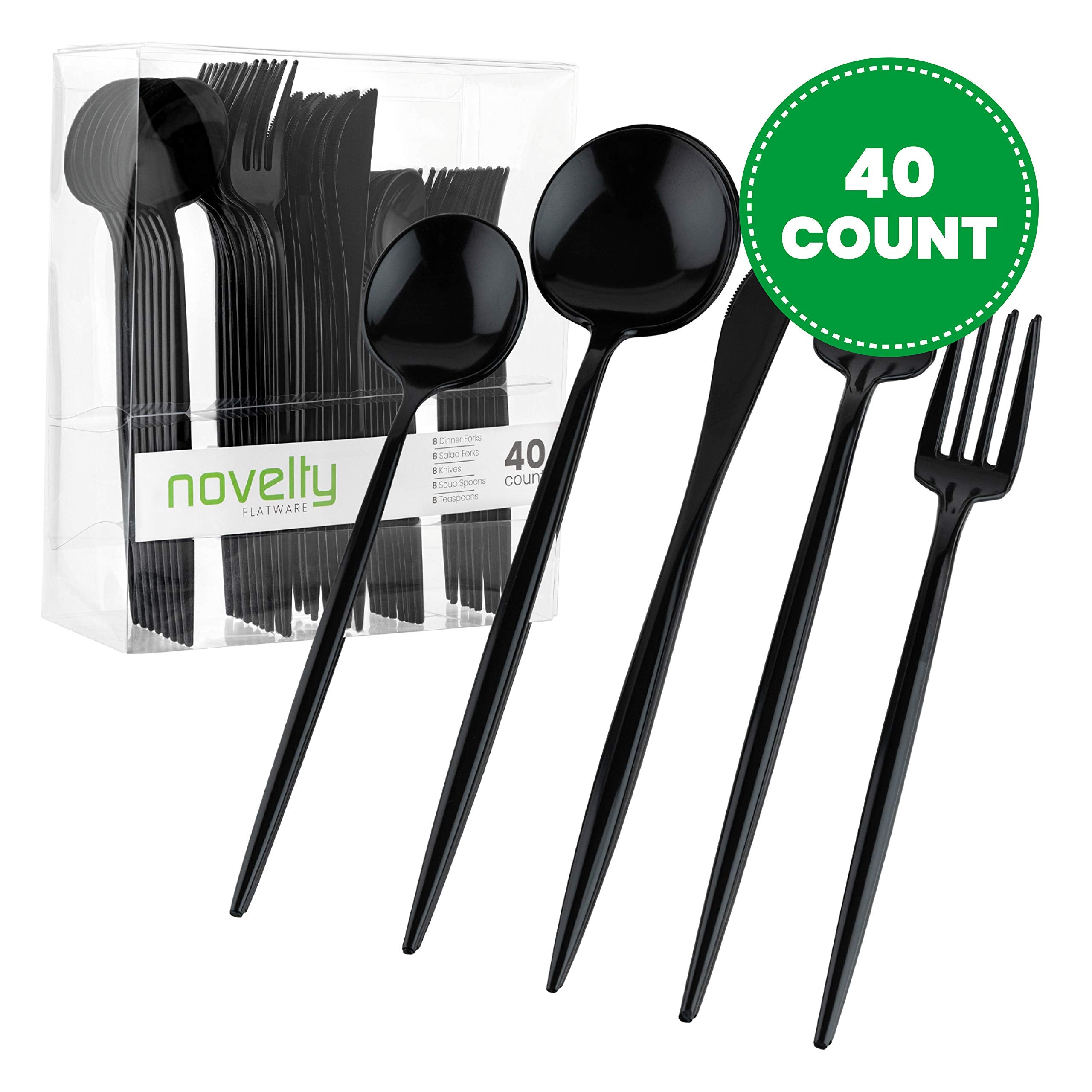 Novelty Modern Flatware Cutlery Combo Set (Black  40)