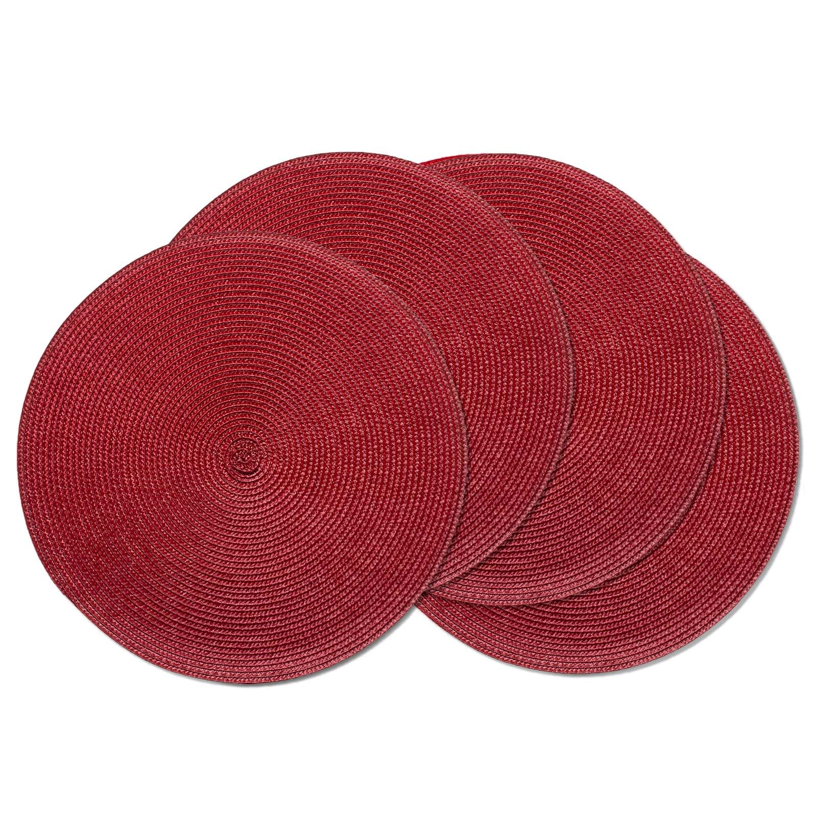 Ahhfsmei Round Braided Placemats 15 Inch Round Table Mats For Dining Tables Natural Woven Heat Resistant Place Mats Set Of 4 (Ta