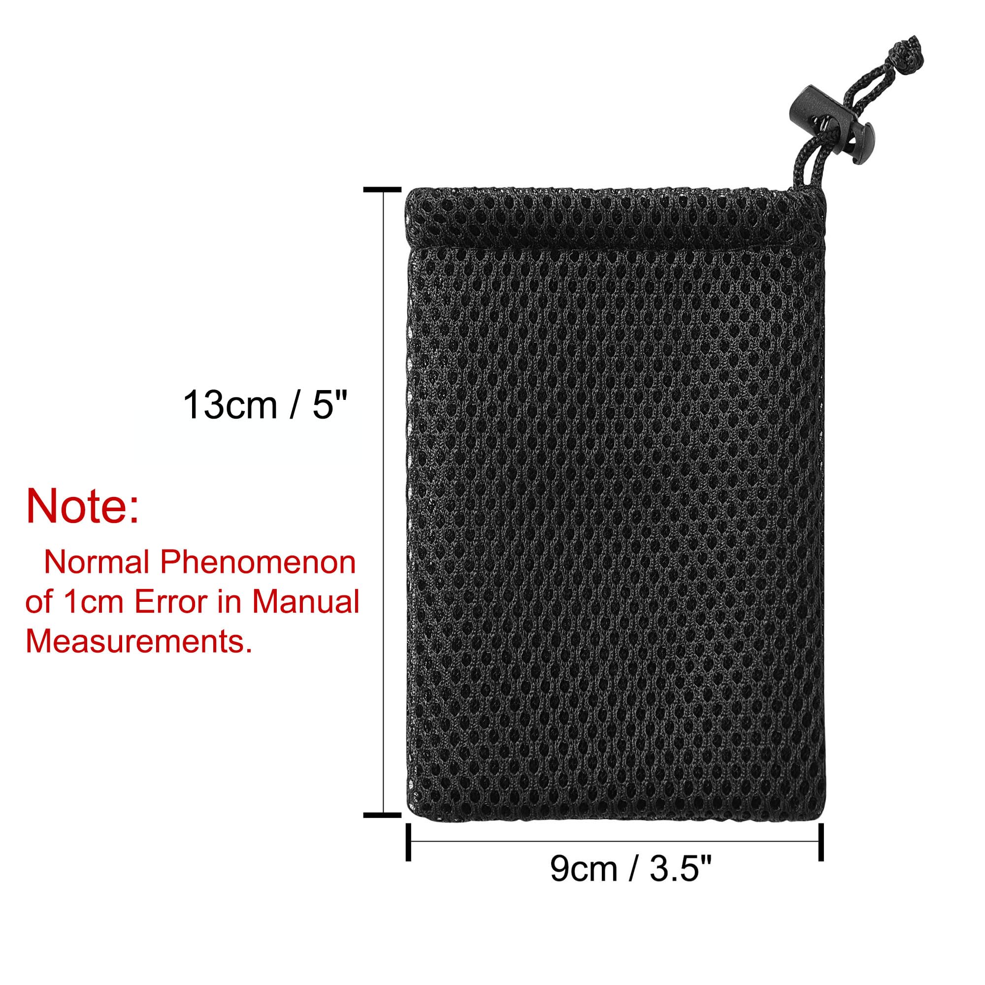 uxcell Nylon Mesh Drawstring Bag  5 x 3.5 Inch Small Storage Pouch String Bags for Mini Stuff MP3 Charger Earphone Key  3pcs Travel Kit Organizer for Lipstick Cosmetic Jewelry  Black