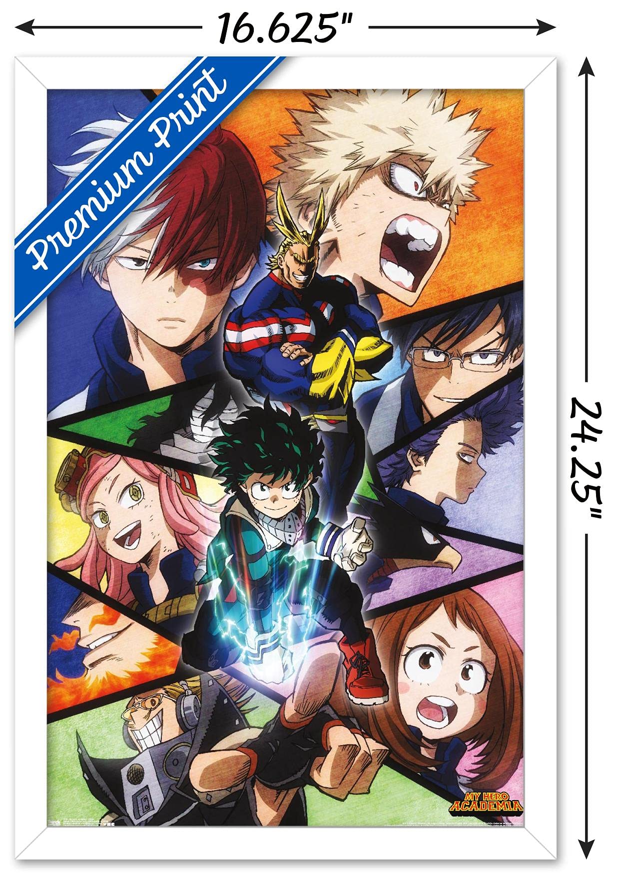 Trends International My Hero Academia-Faces Wall Poster, 14.725'' X 22.375'', White Framed Version