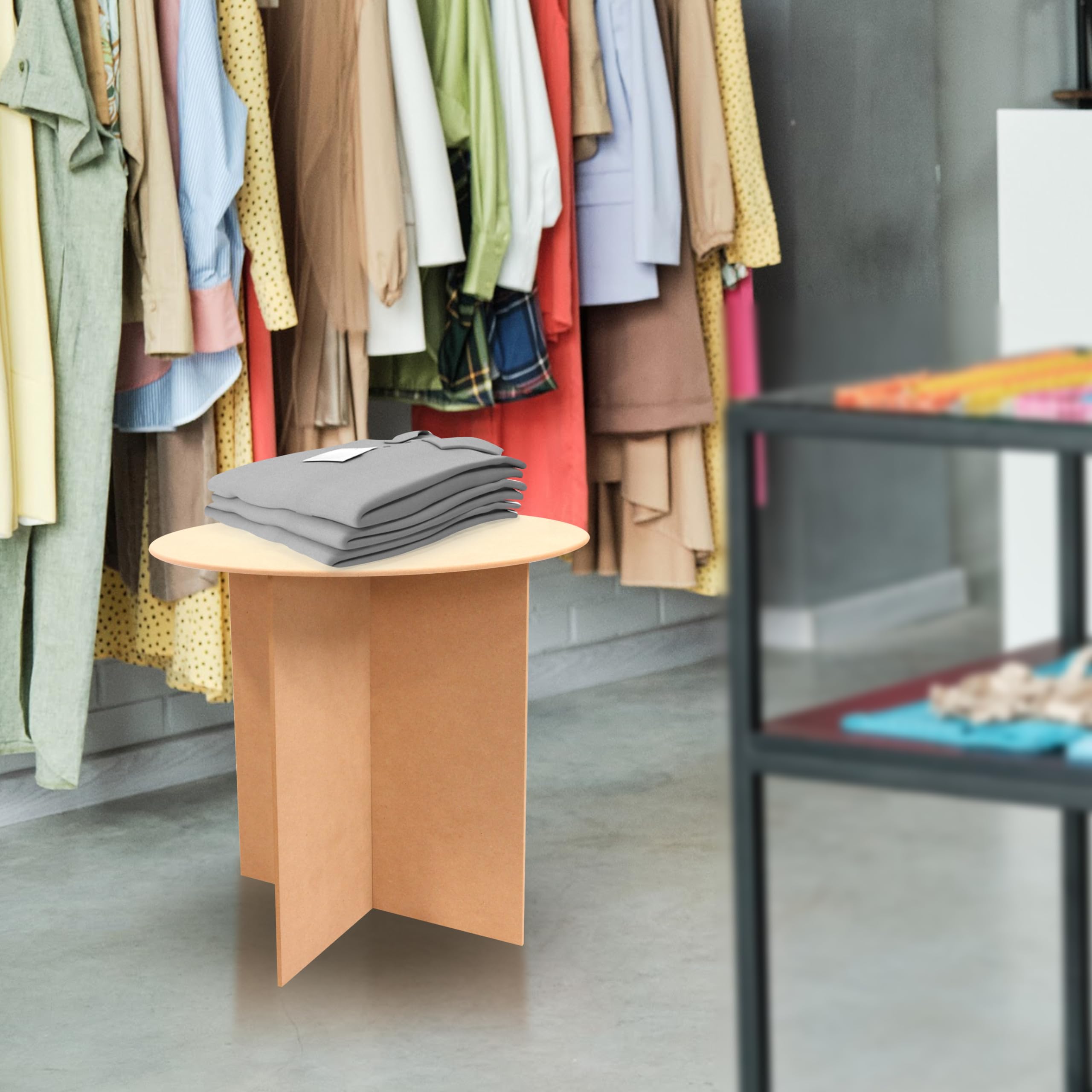 Sswbasics 30 Inch Round Wood Display Table - 250 Pound Weight Capacity - Medium Density Fiberboard - Compatible With Round Table