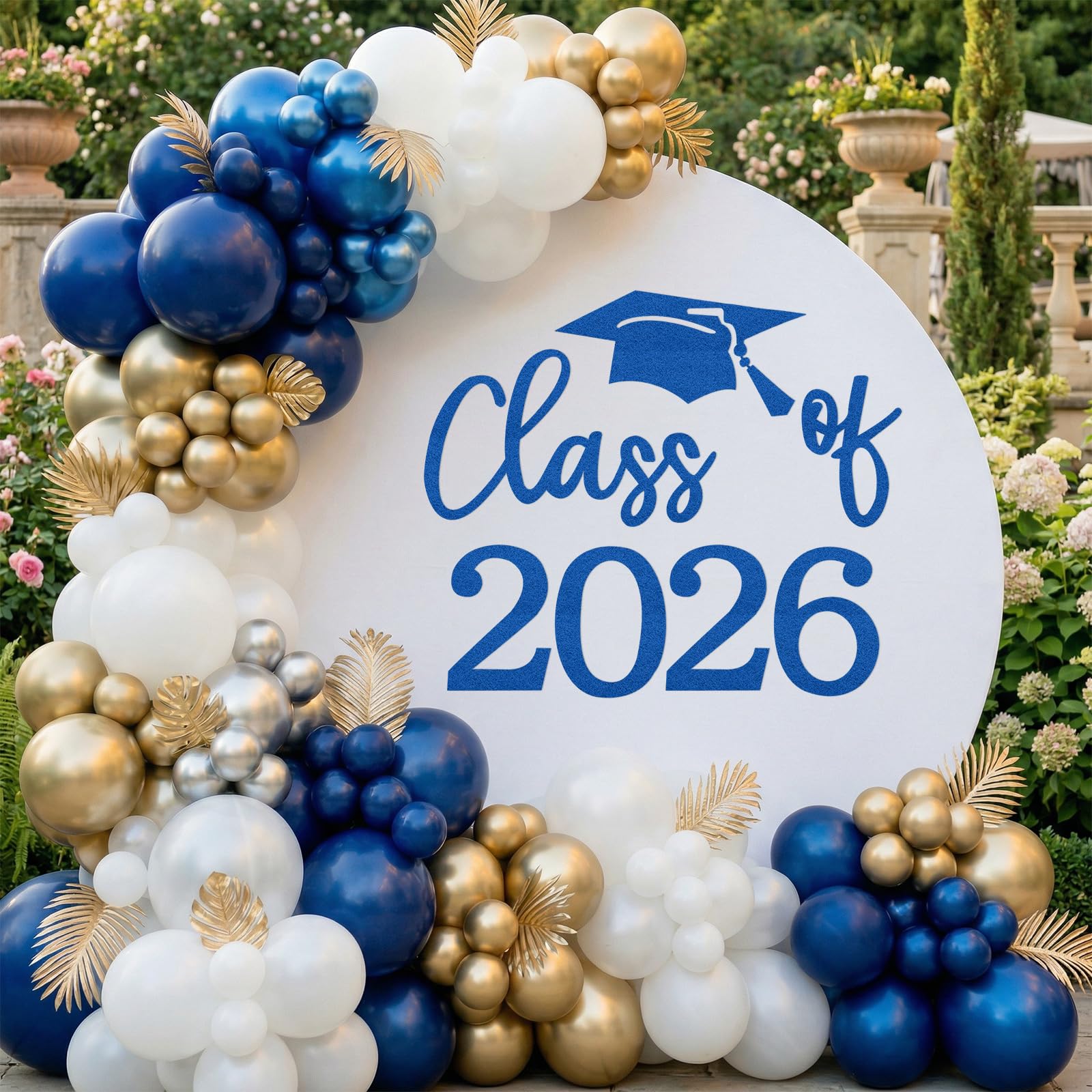 Mindsoft Blue Felt Class of 2026 Sticker Sign for Backdrop Graduation Decor for Party Congrats Grad Class of 2026 Event Letter S