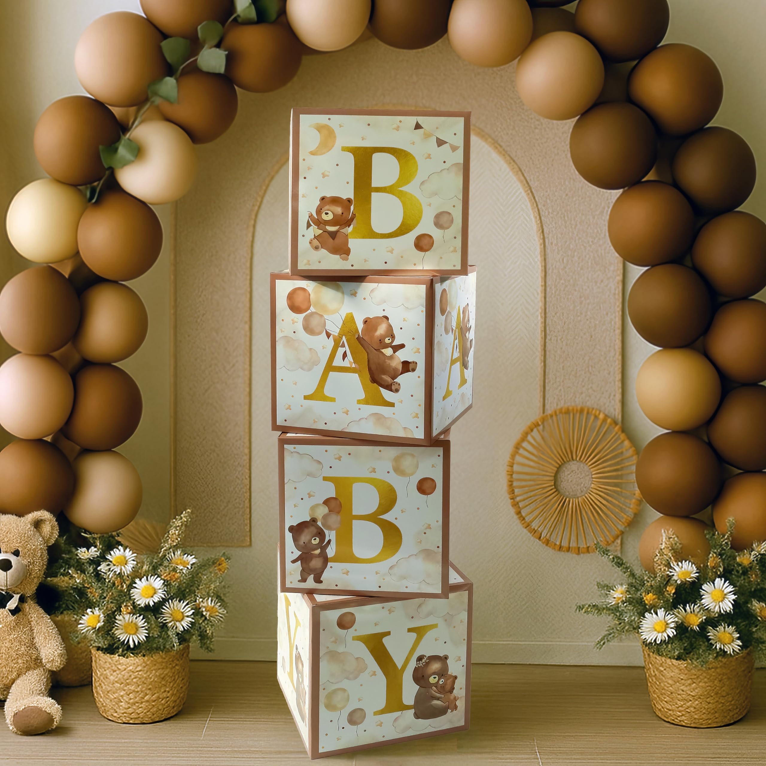 Kate Aspen We Can Bearly Wait Baby Shower Decorations, Baby Boxes with Letters for Baby Shower, Gender Reveal Decor Photo Prop &