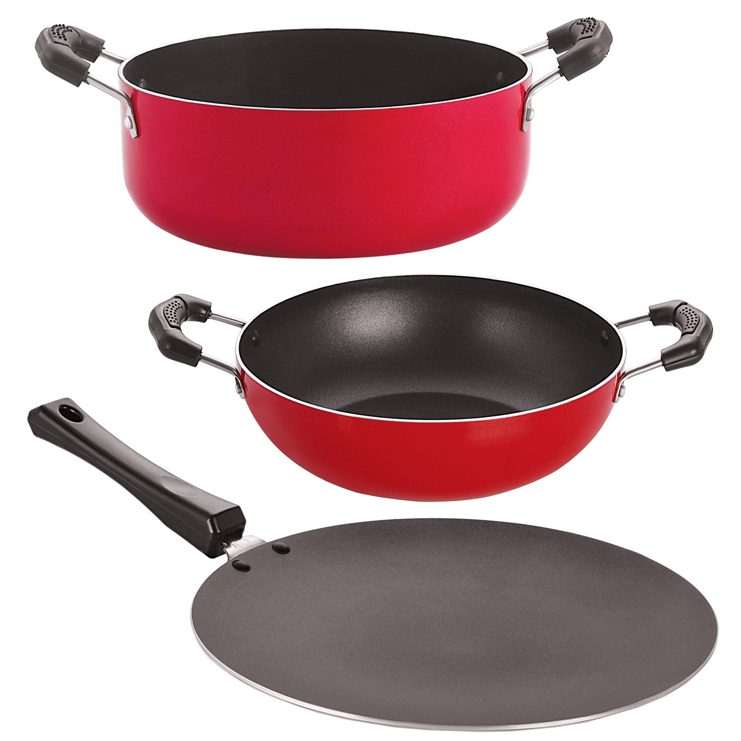 Nirlon Nonstick Pfoa Free Gas Compatible Cookware Utensil Item Set With Supreme Quality (3Pieces) (Ct11_Kd10_Cs24)