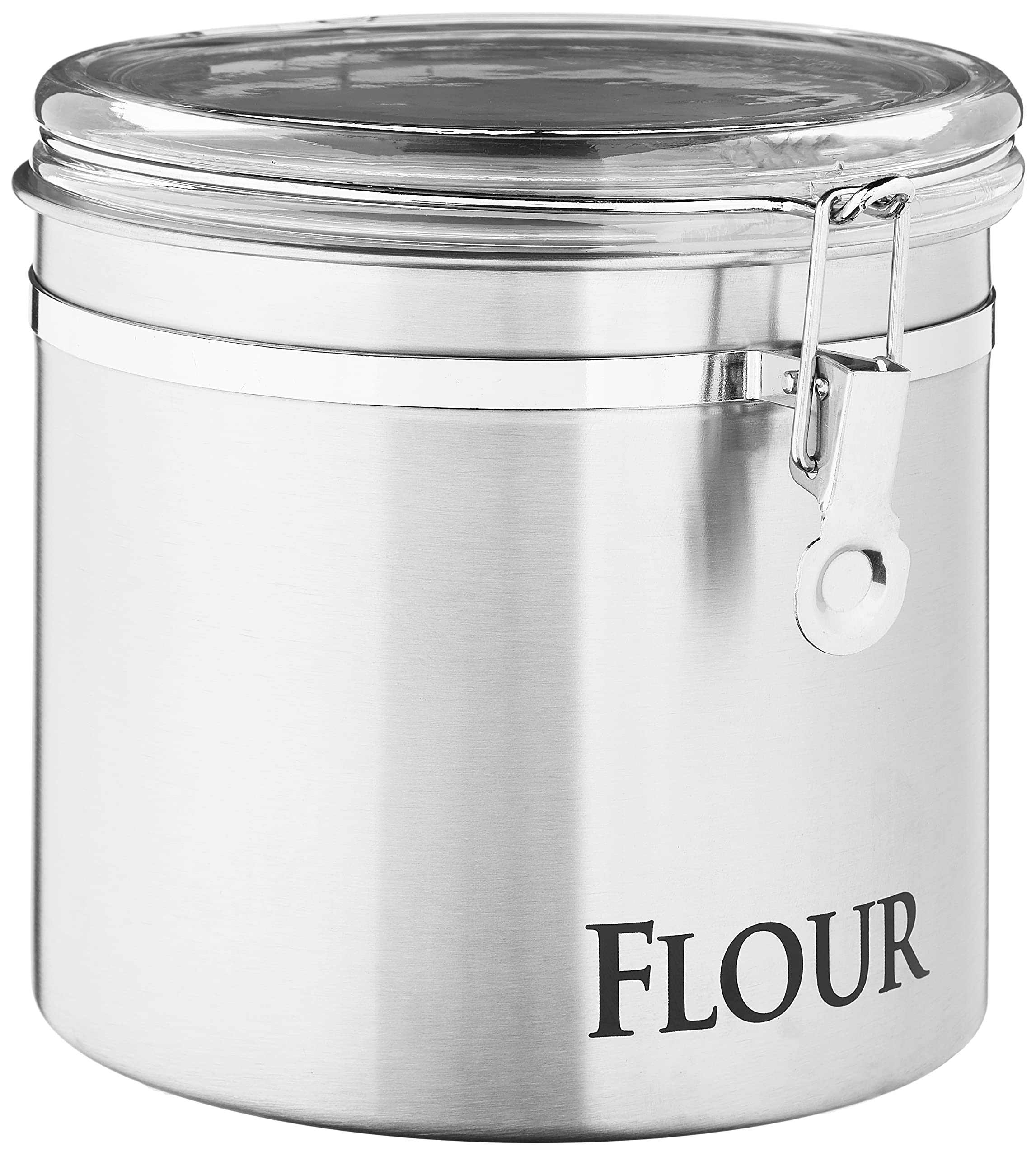 Oggi Jumbo 8'' Stainless Steel Flour Clamp Canister - Airtight Food Storage Container Ideal For Kitchen & Pantry Storage Of Flou