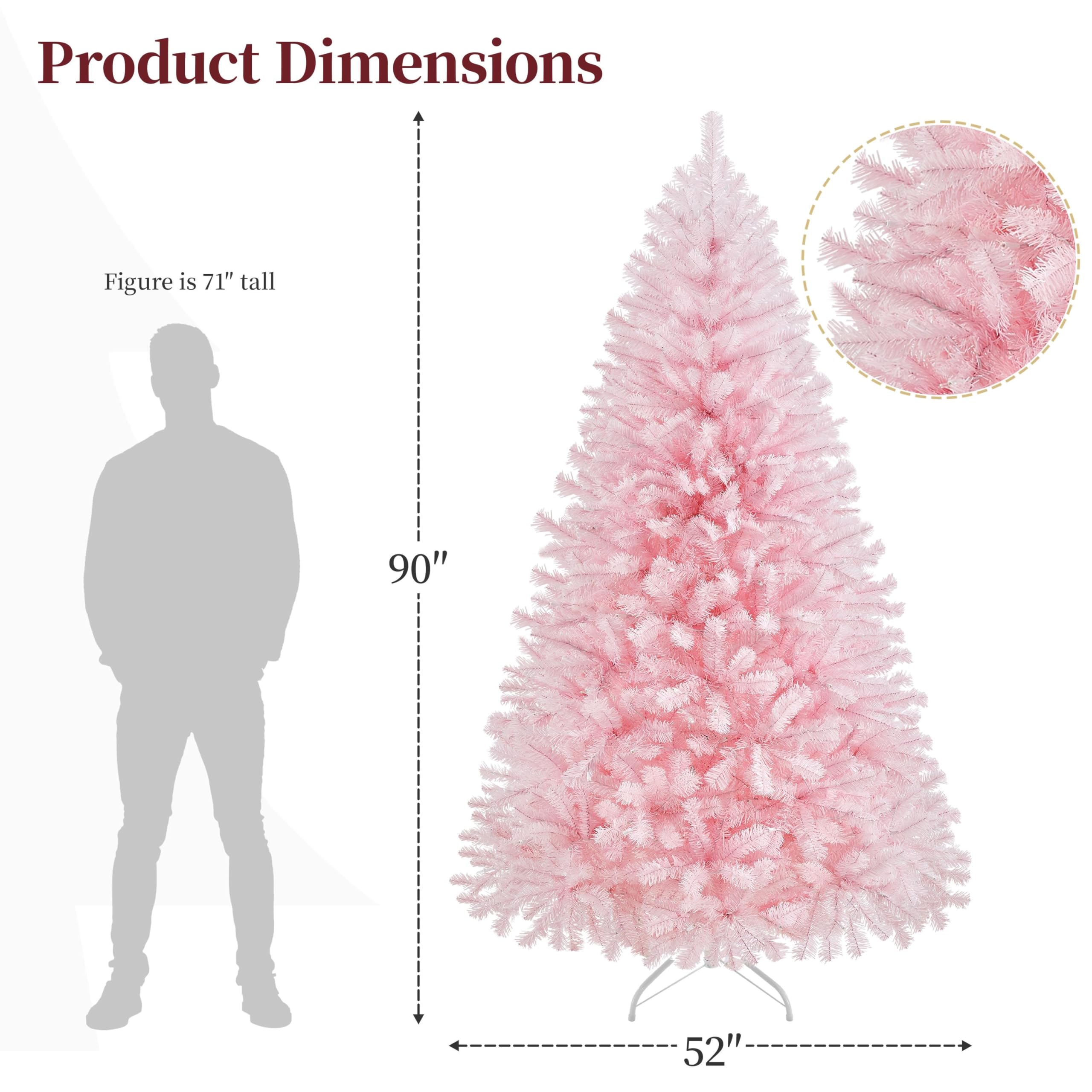 Yaheetech 7.5ft Pre-lit Artificial Hinged Christmas Tree Prelighted Full Holiday Xmas Tree for Home Party Decoration with 550 Wa