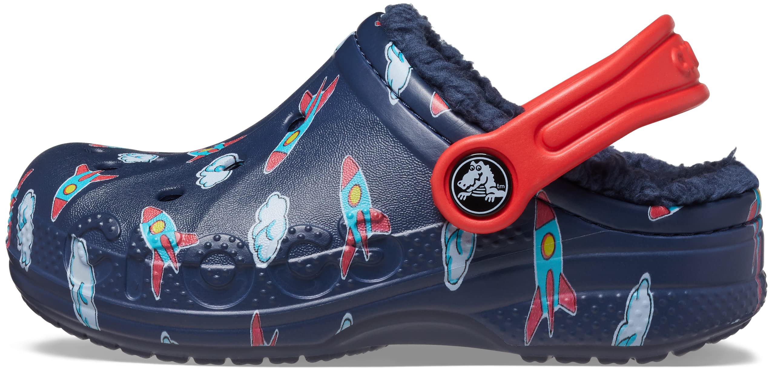 Crocs Baya Lined Clog  Kids Slippers, Rocket Ships, 6 Us Unisex Toddler