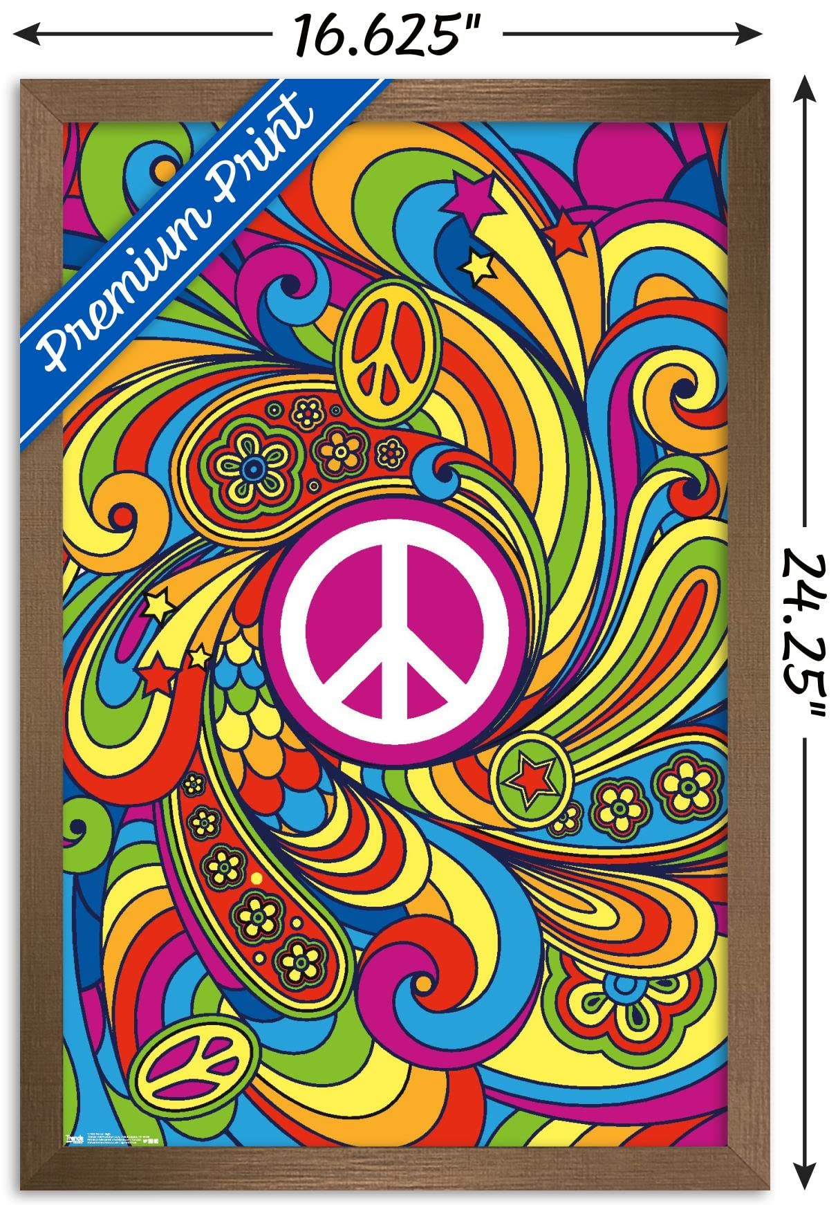 Trends International Peace Sign Wall Poster, 14.725'' X 22.375'', Bronze Framed Version