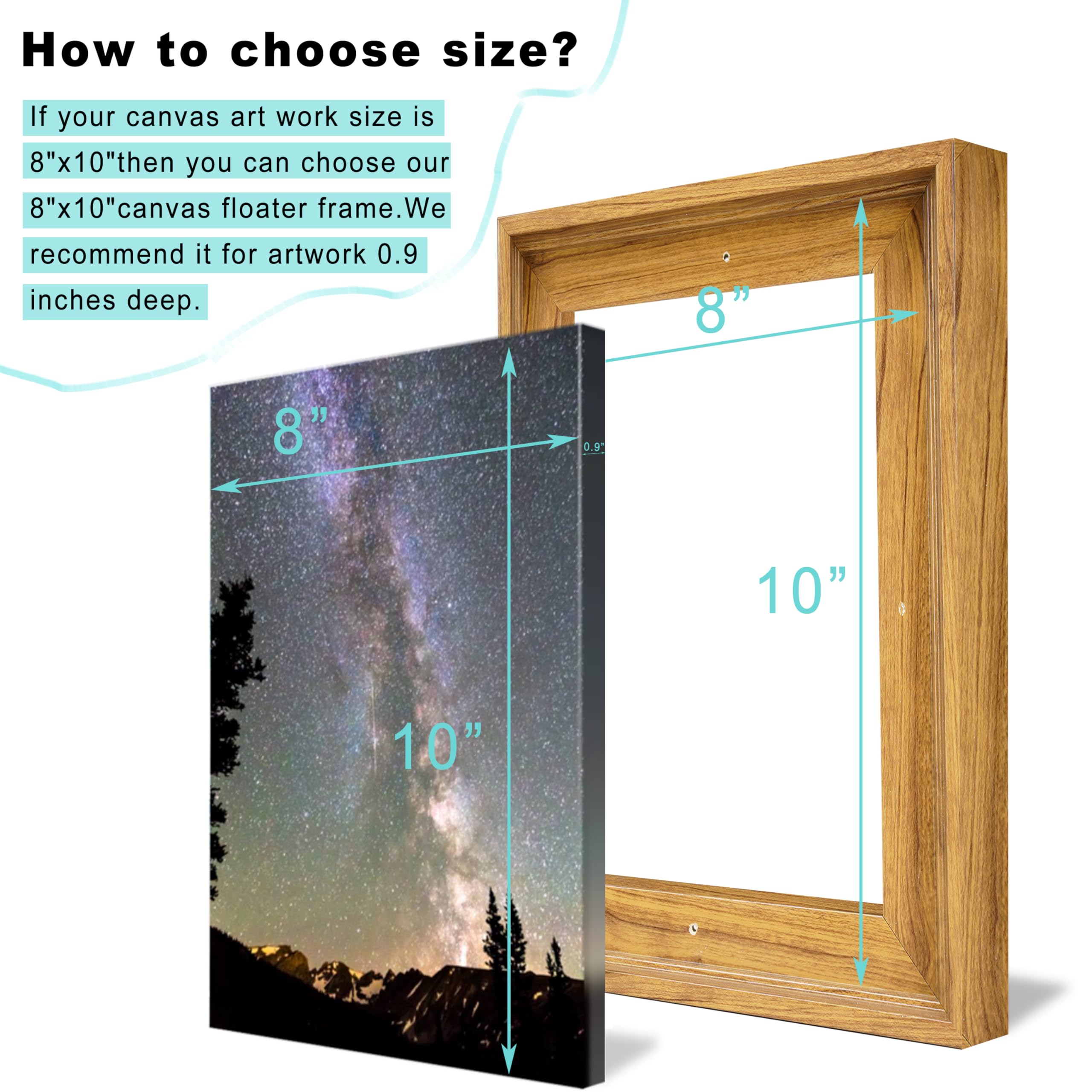 Yiviven Floater Frame For 8''X10''Canvas Painting,7/8'' Dept Canvas Floater Frame,Floater Frames,Floating Canvas Frame,Canvas Fr