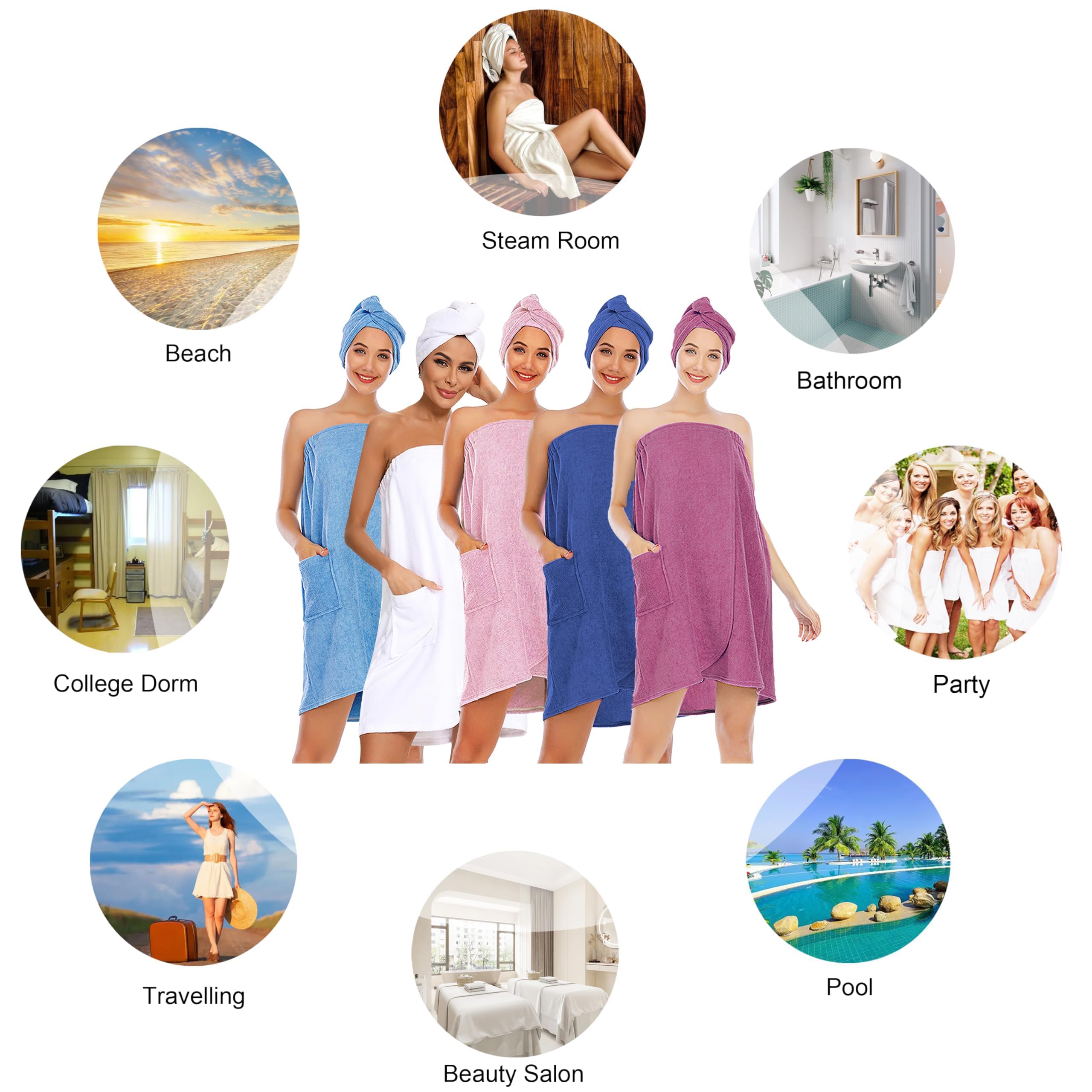 Hysunland Wearable Bath Towel For Women Plus Size, Navy Blue Xxl Womens After Shower Wrap Lightweight Quick Drying With Hair Wra