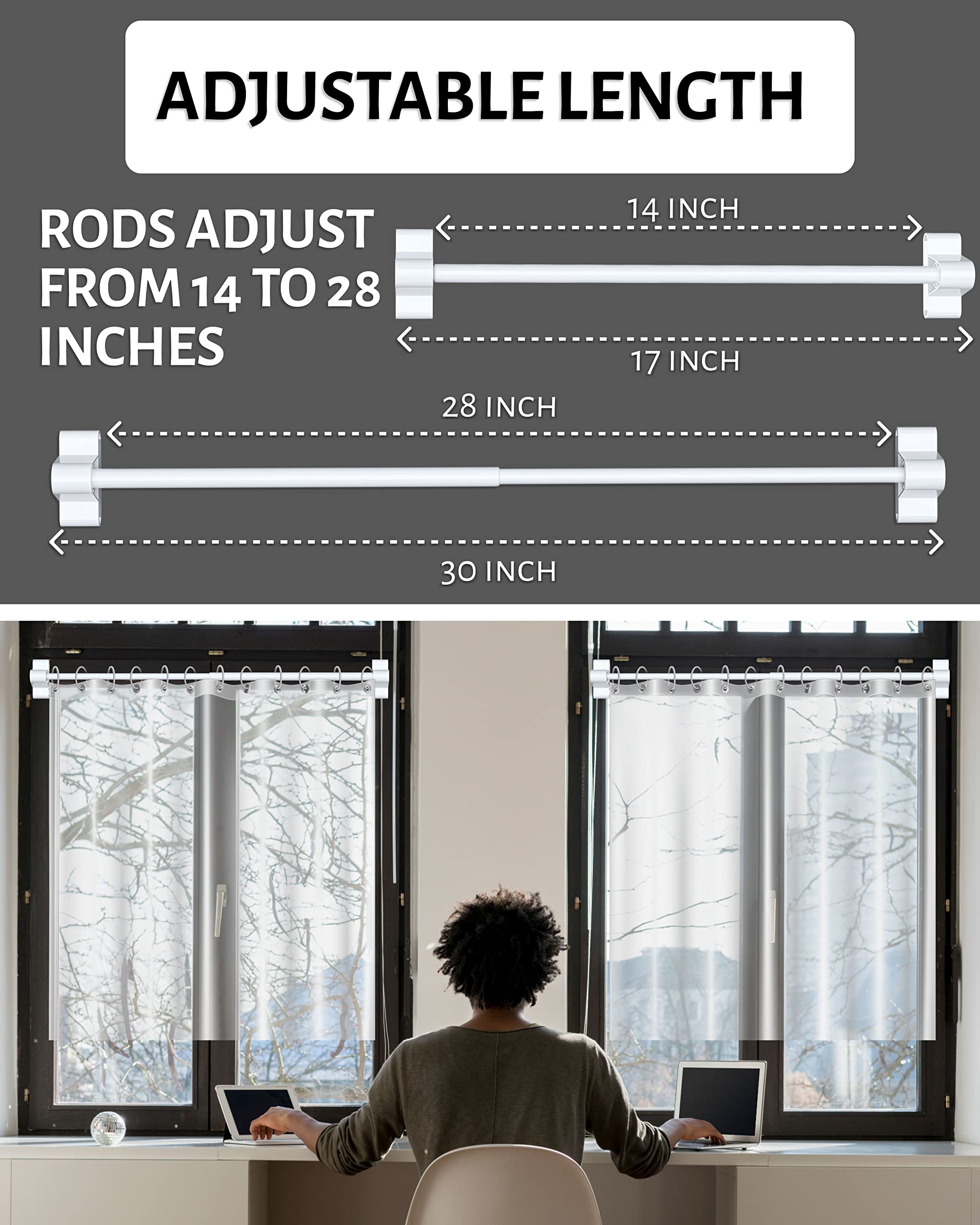 Skywin Magnetic Towel Holder For Refrigerator - 2 Pack Small Magnetic Curtain Rod For Metal Door With Adjustable Length - Fits T