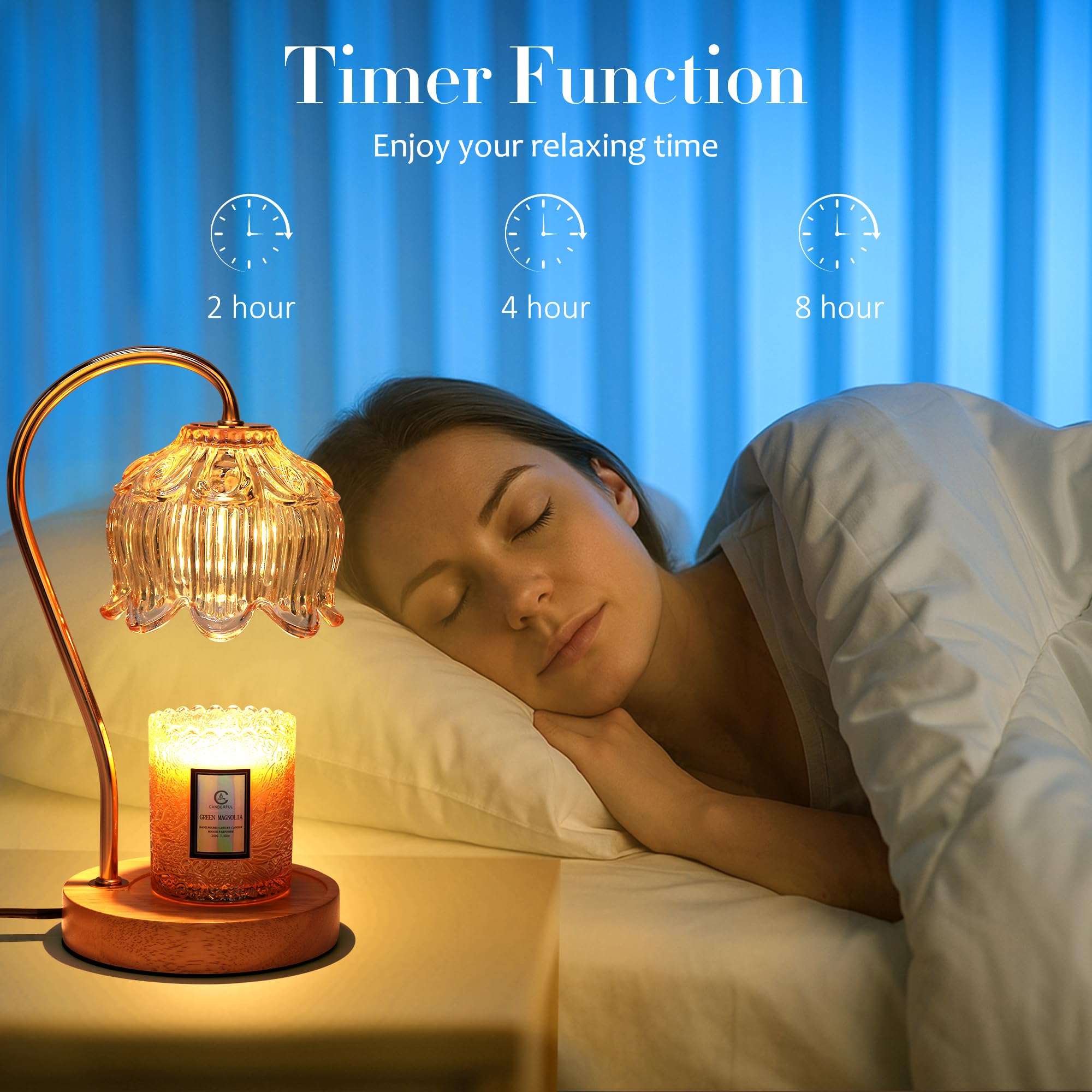 Merrtody Dimmable Flower Candle Warmer Lamp with Timer - Fits All Jar Scented Candles - Unique Birthday & Mother s Day Gift for