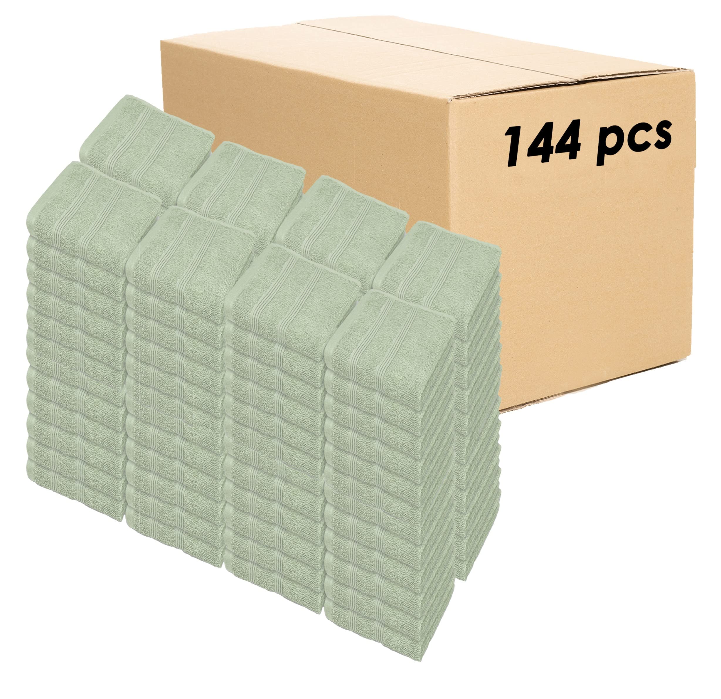 Kaufman - Premium Washcloth Set Of 144 (13X13 Inches) 100% Cotton Ring Spun, Highly Absorbent, Durable And Ultra Soft Feel Wash