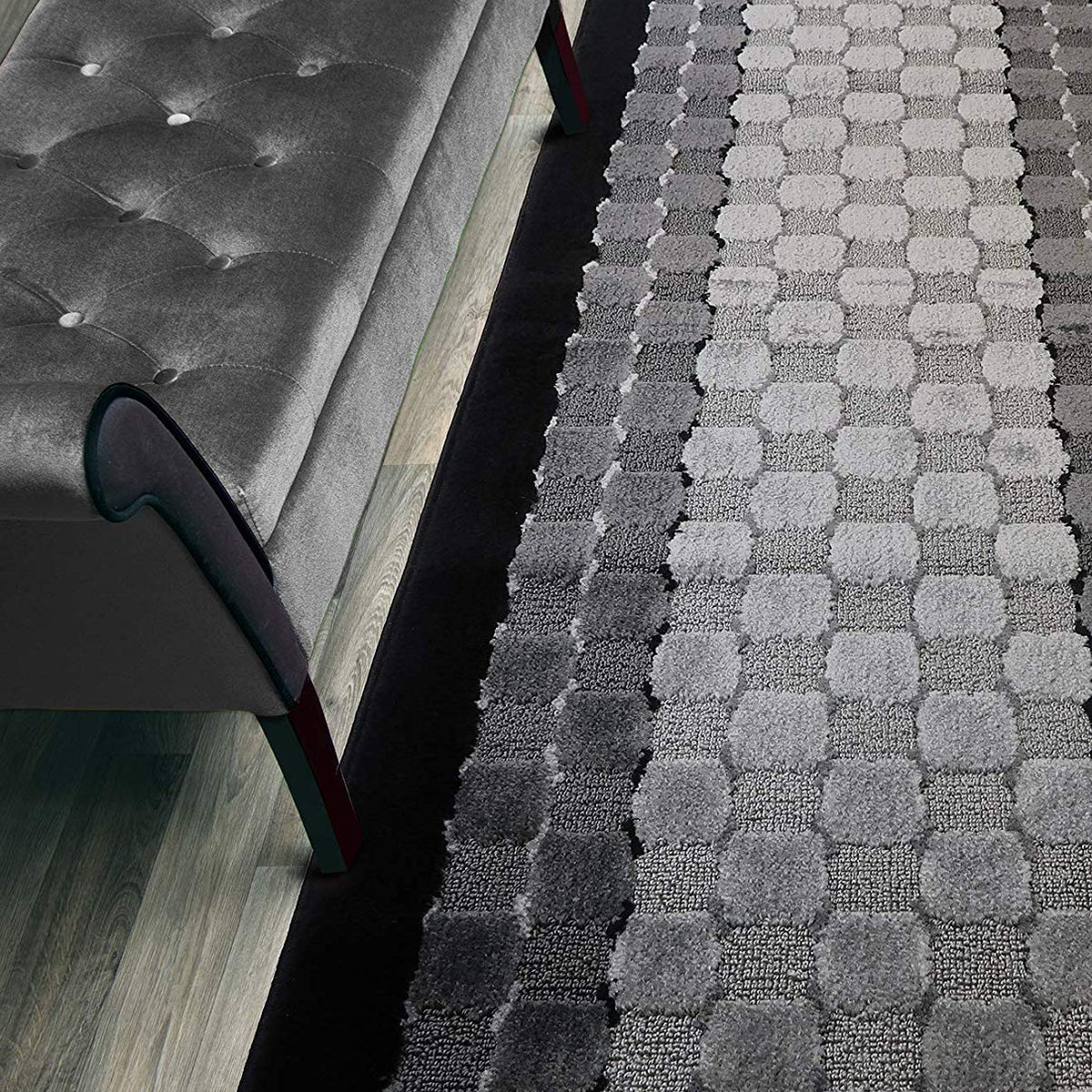 Orfa Home Custom Length Hallway Runner Rug,Slip Resistant,Checkered Bl ...