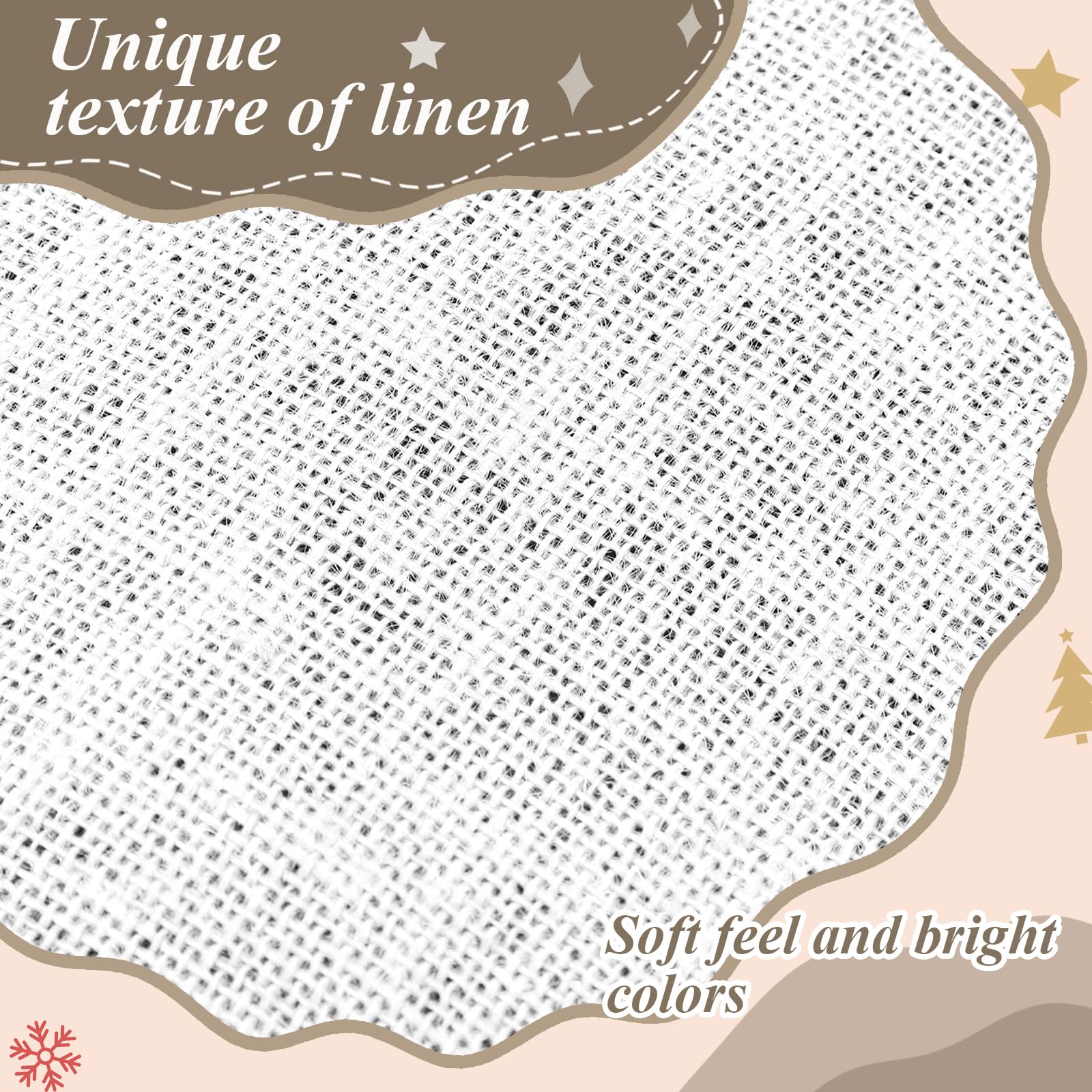 Syhood 30 Inch Christmas Tree Skirt White Xmas Linen Burlap Tree Skirt Base Cover with Pom Trim for Xmas Winter Home Decorations
