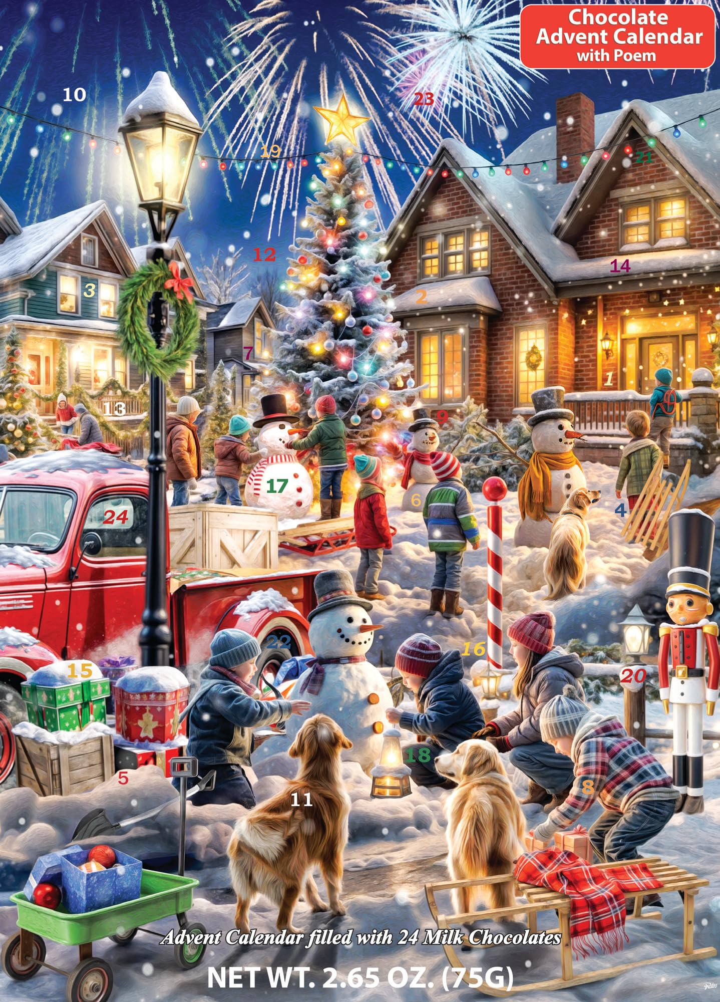 Snowman Contest 2025 Chocolate Advent Calendar (Countdown to Christmas) by Vermont Christmas Company - Christmas Shaped Chocolat