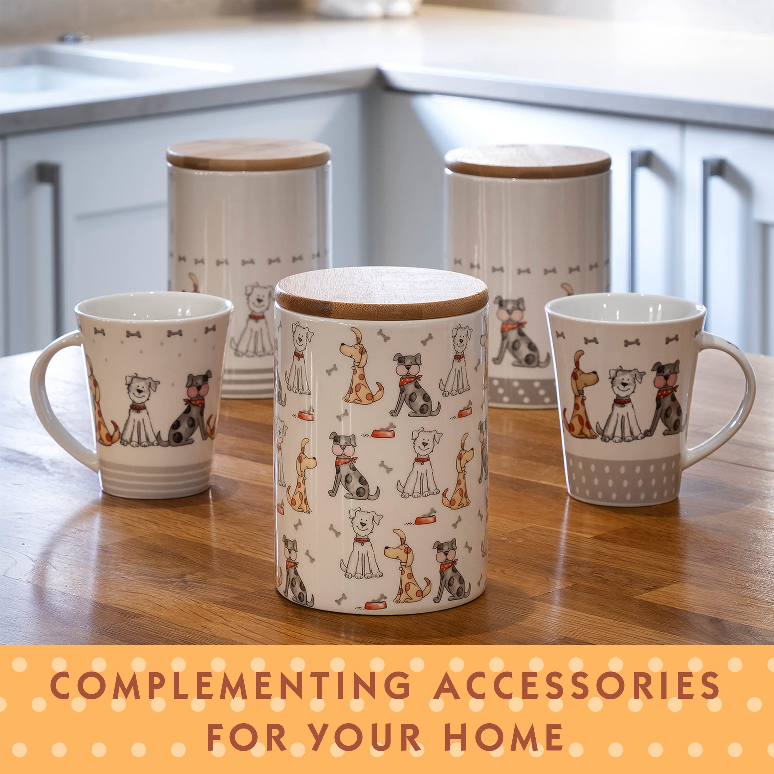 SPOTTED DOG GIFT COMPANY Dog Mugs Set of 4, Multicolor Ceramic Tea Cups, 12.2oz, Dishwasher & Microwave Safe Kitchen Gifts for Women