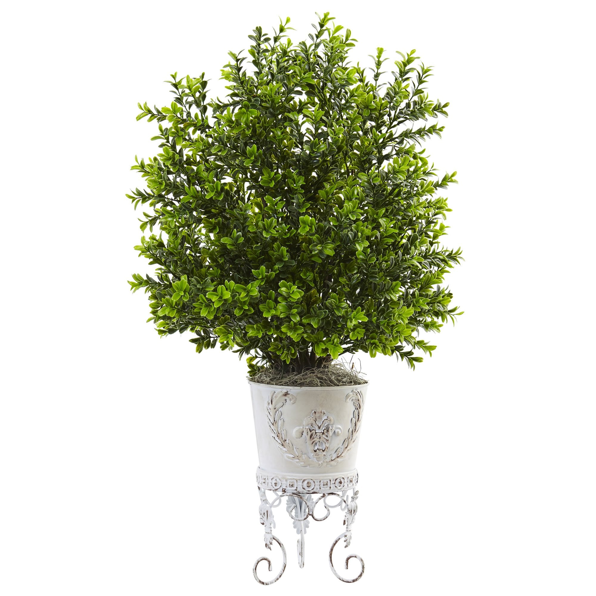Nearly Natural 6882 28 Boxwood with Metal Planter