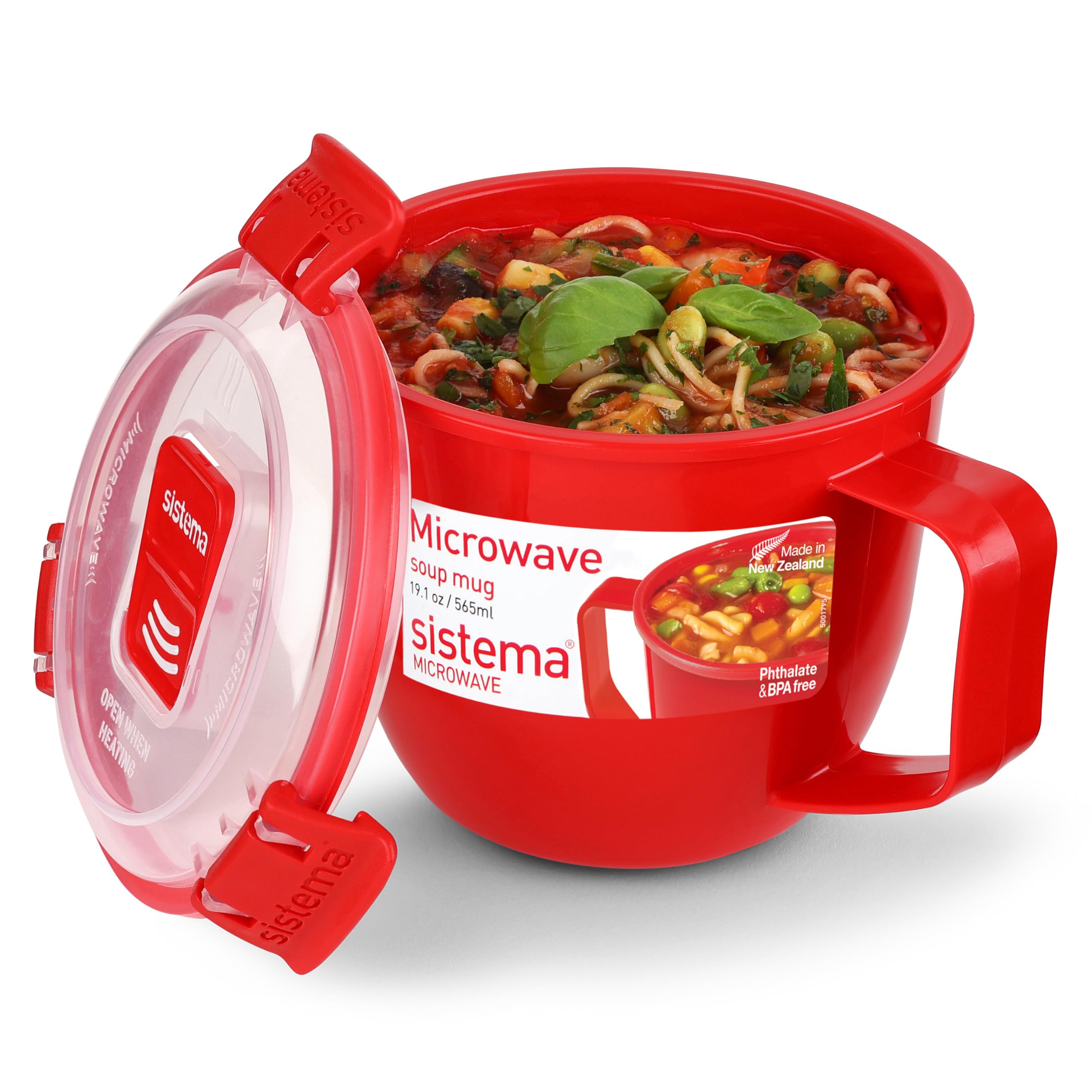 Sistema Small Microwave Cookware Soup Mug, 19.1 Oz, Red
