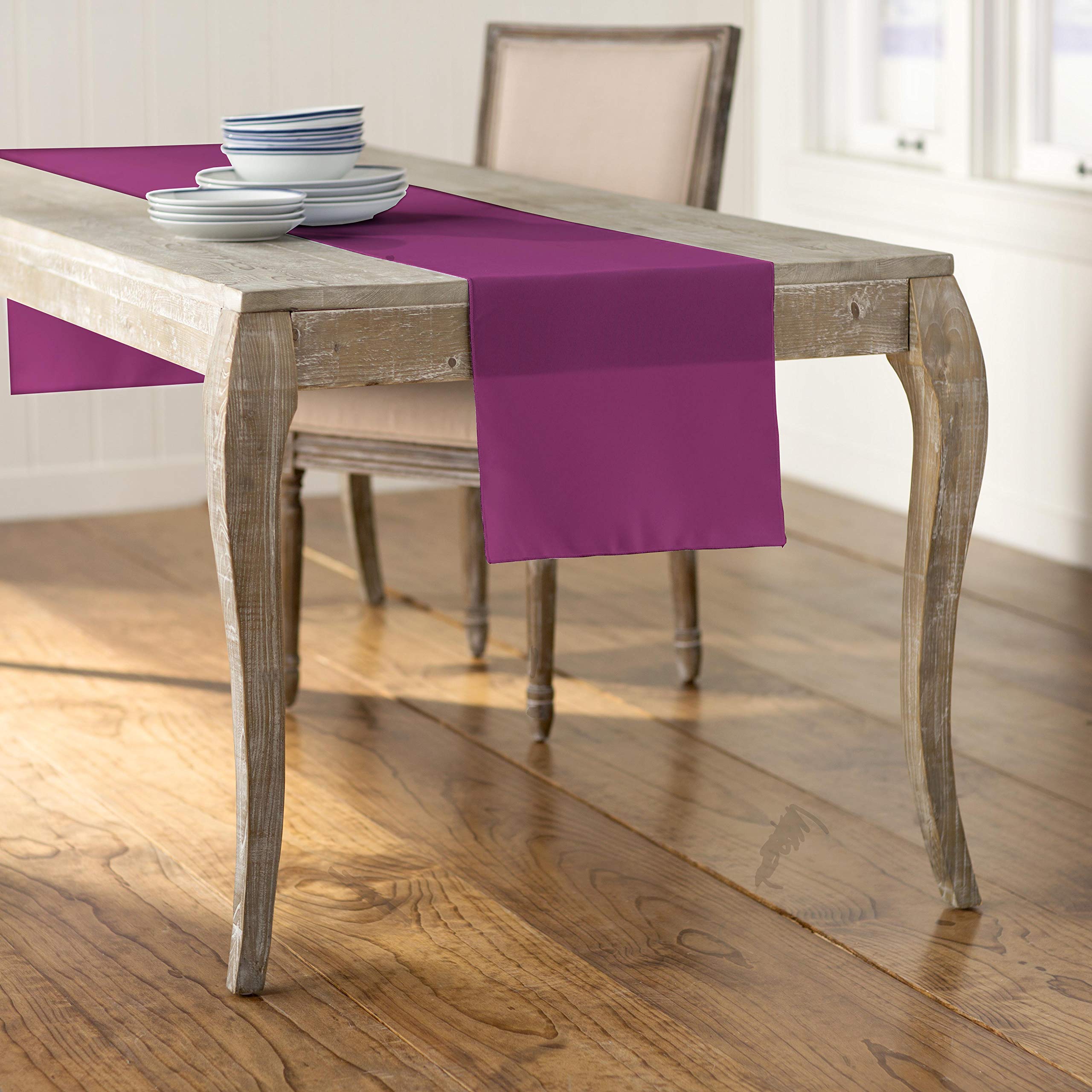 LA Linen Polyester Poplin Table Runner 14  by 108-Inch  Magenta