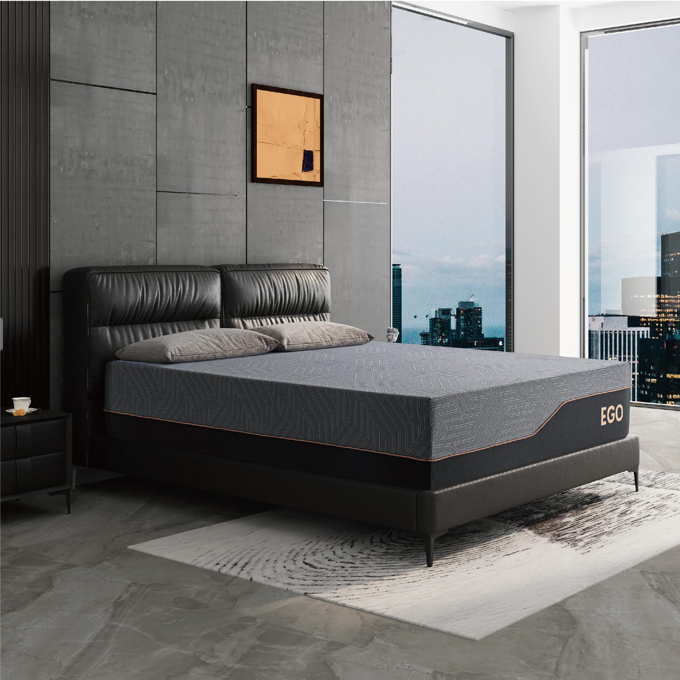 Dyonery Queen 14 Inch Memory Foam Mattress In A Box, Jacquard Fabric Cover, Made In Usa, Certipur-Us Certified, Ventilated Coppe